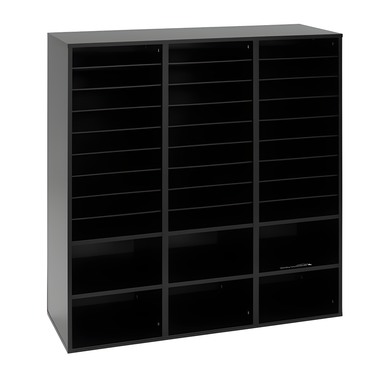 Black 27-Slot Mail and Supplies Center with 6 Cubbies