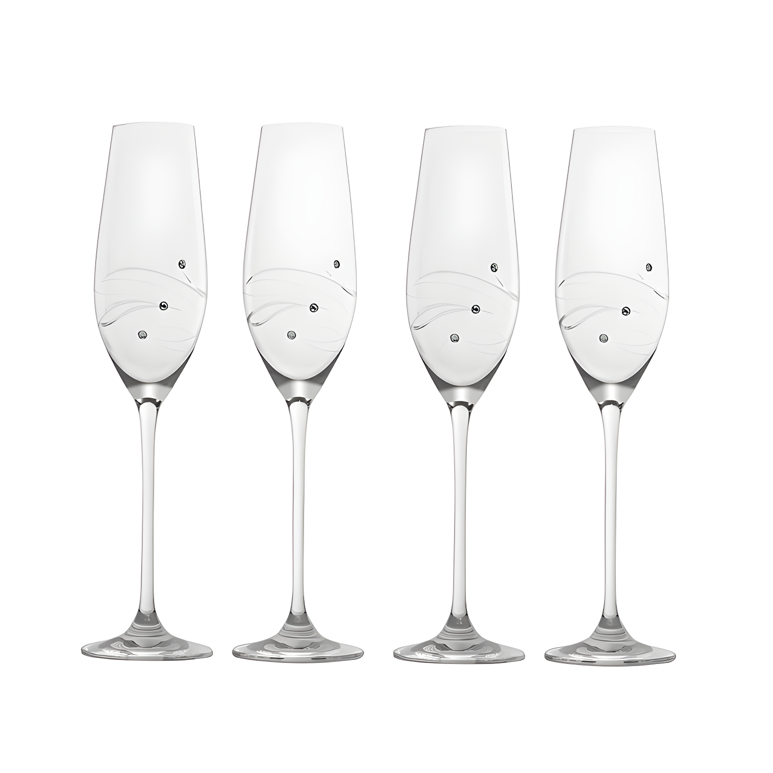 Elegant Crystal Embellished Handmade Champagne Flutes Set