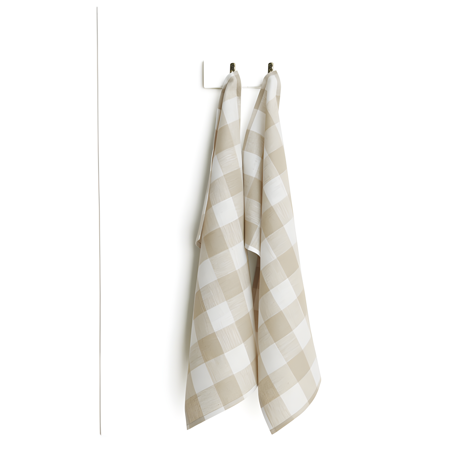 Natural and White Linen Buffalo Check Kitchen Towels Set