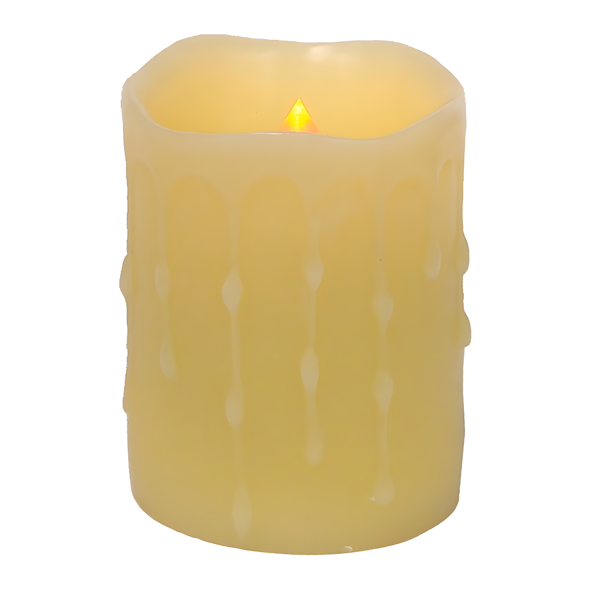 Yellow Flameless LED Wax Dripping Pillar Candle Set