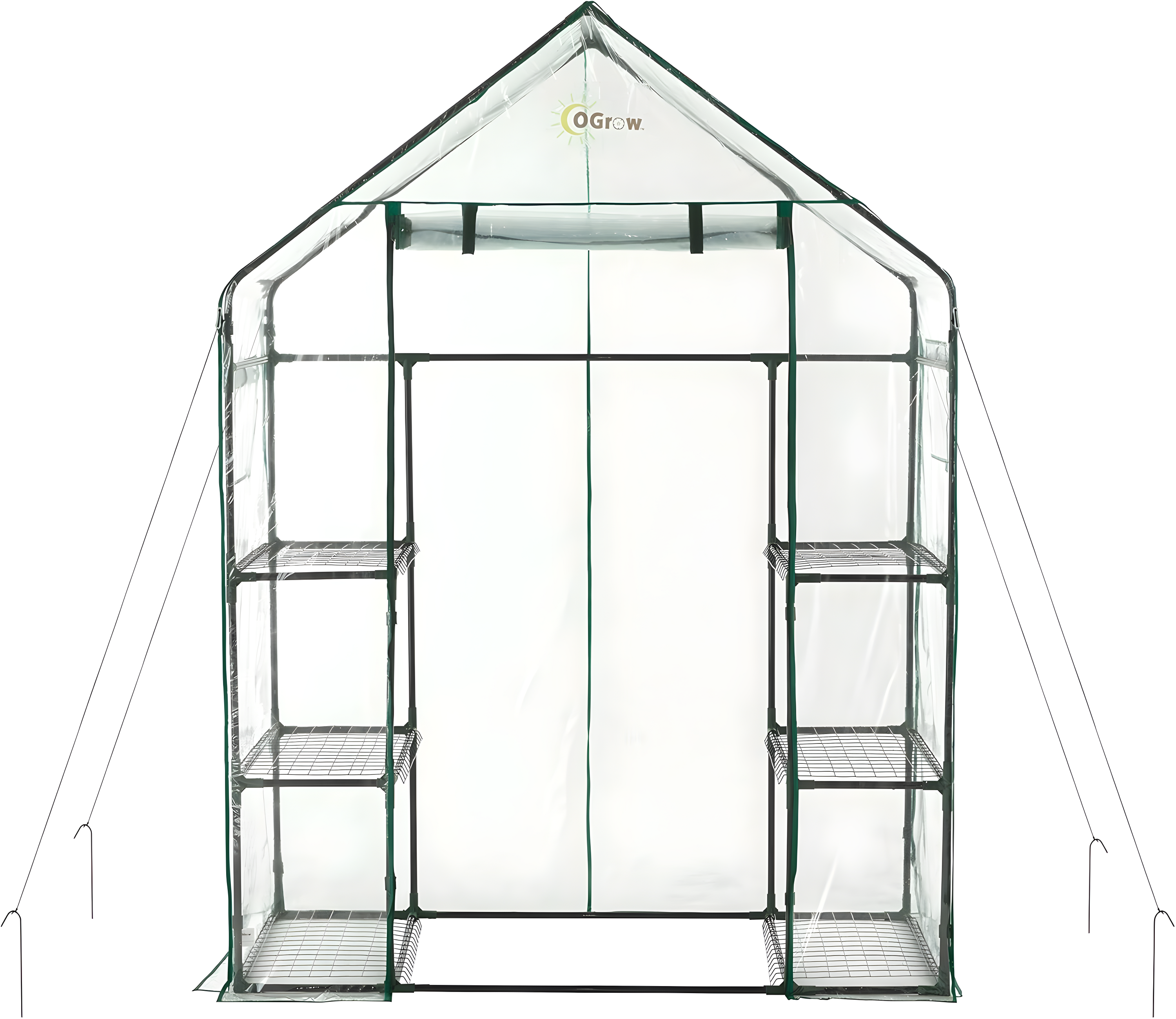 Ogrow Walk-In 3-Tier 6-Shelf Portable Greenhouse with Clear Cover