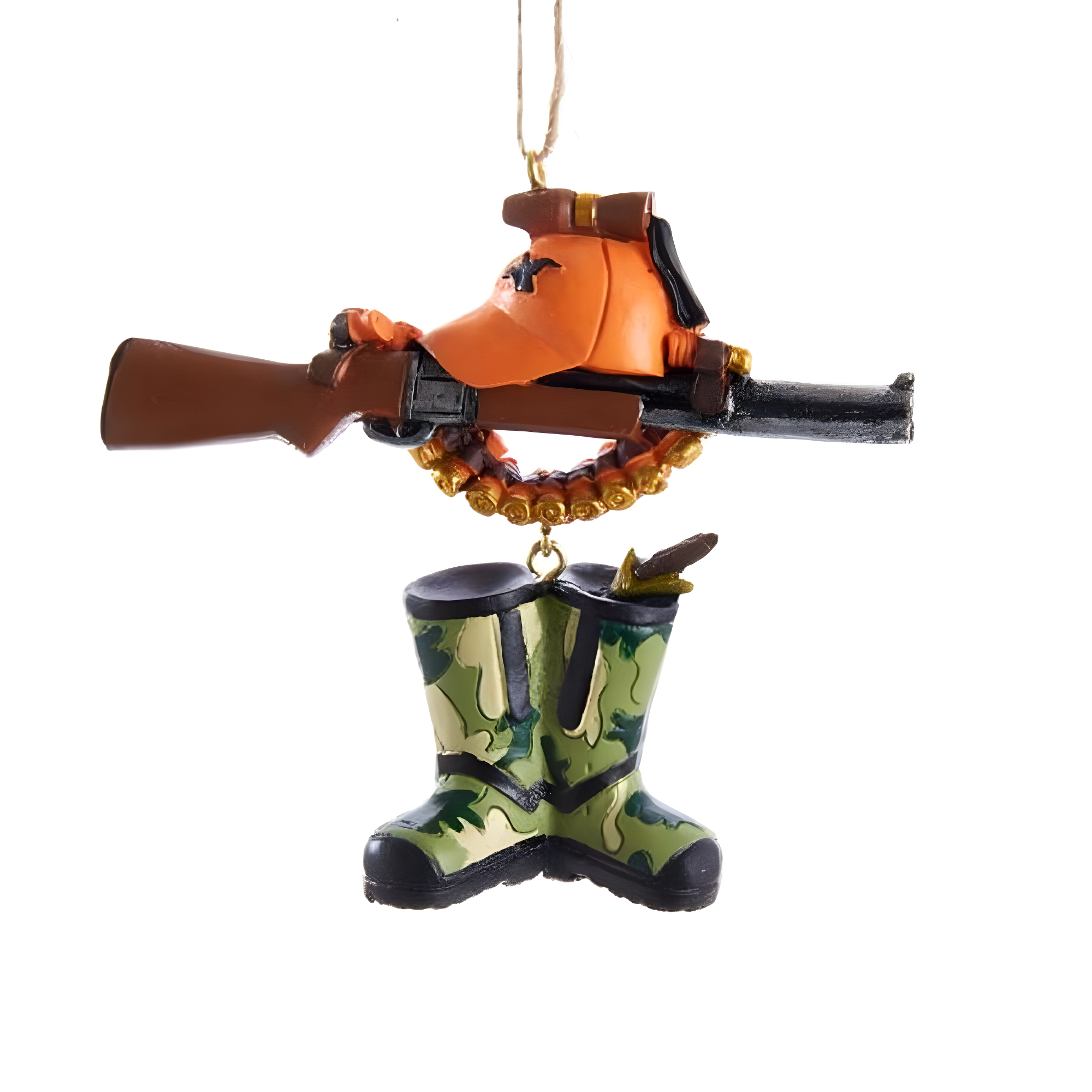 Camouflage Hunting Gear Resin Christmas Ornament Set