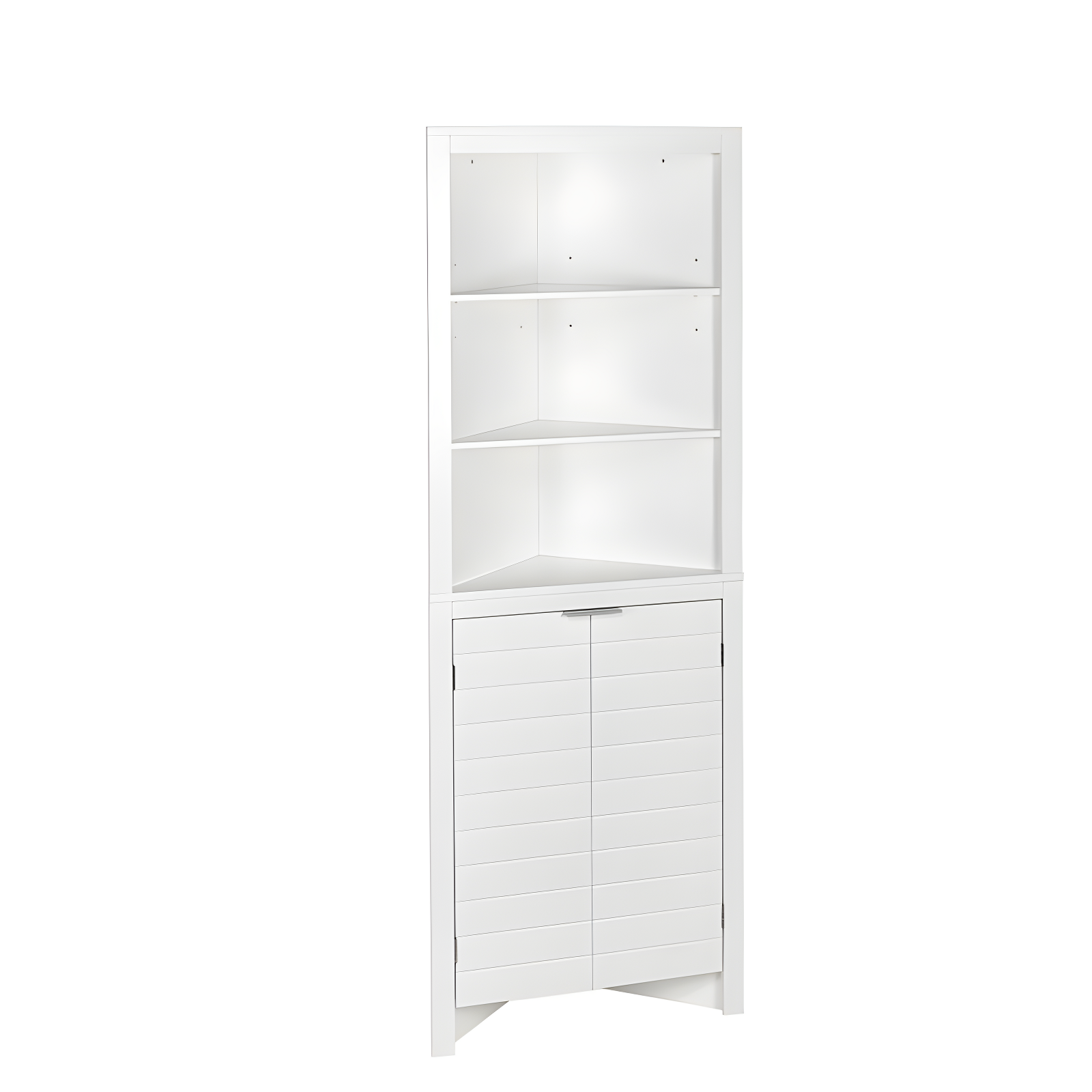 White Tall Corner Storage Cabinet with Adjustable Shelving