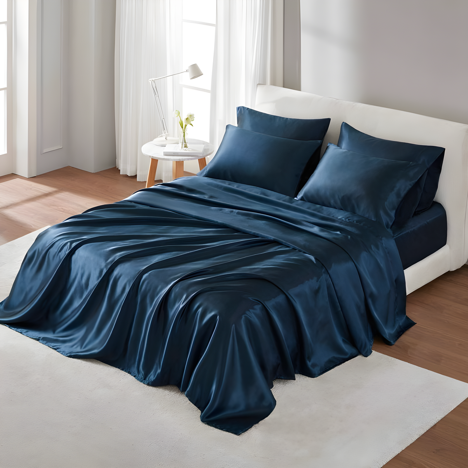 Midnight Blue Full Satin Luxury Sheet Set