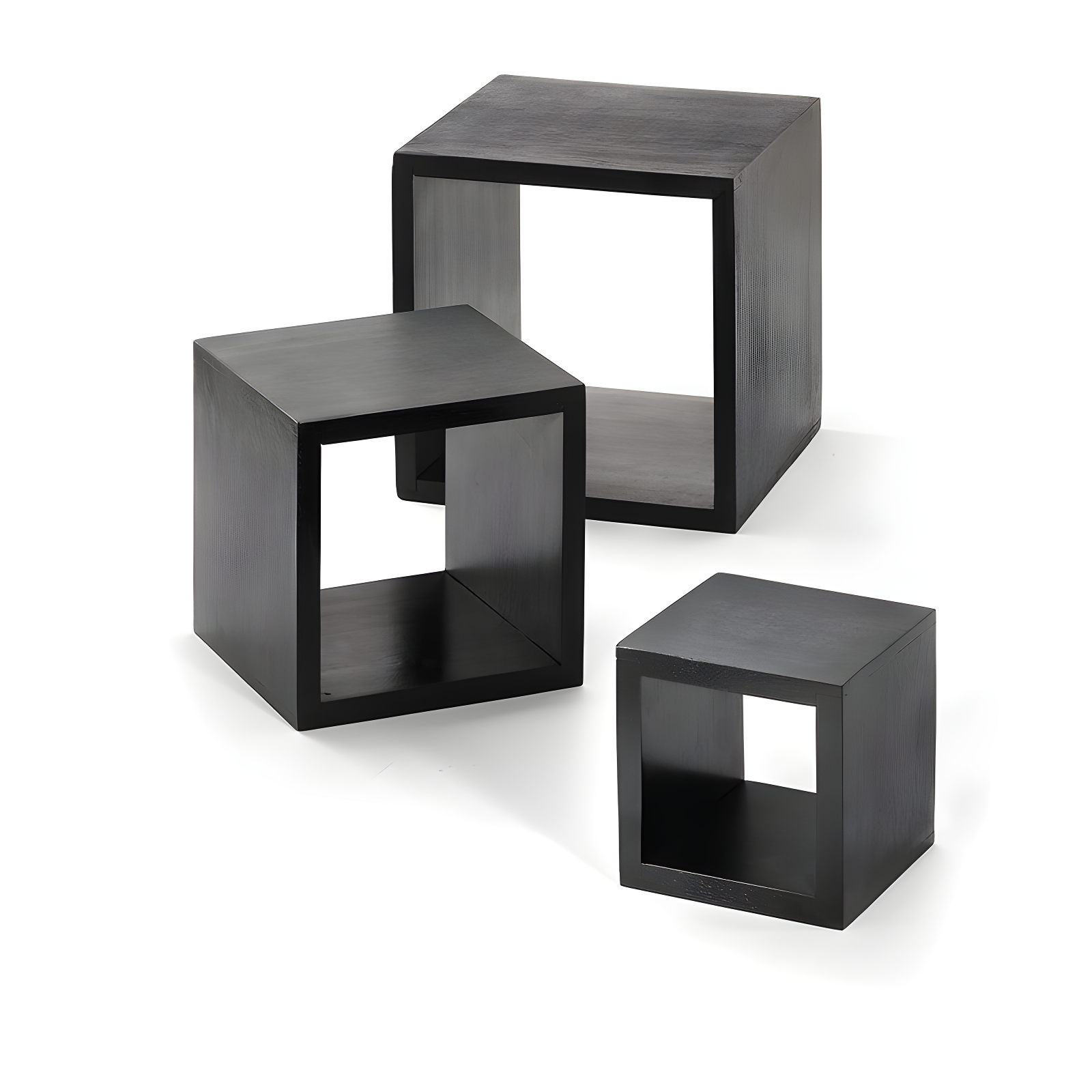 Black Wood Square Display Riser Set, 3-Piece