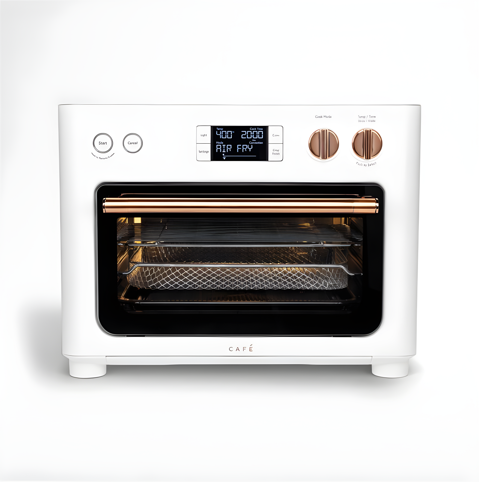 Café Matte White Air Fryer Toaster Oven with Copper Accents