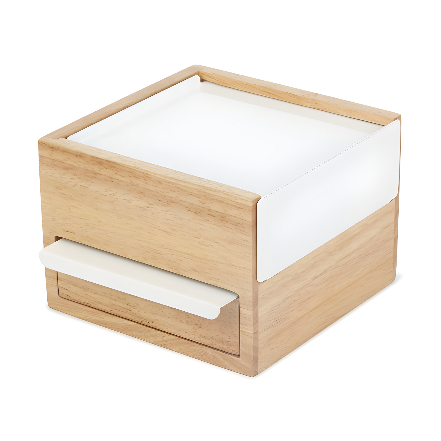 Natural Wood and White Mini Jewelry Organizer Box