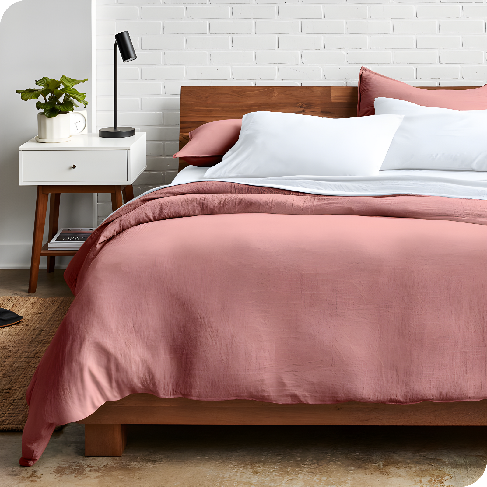 Dusty Rose Twin/Twin XL Washed Microfiber Duvet Cover Set