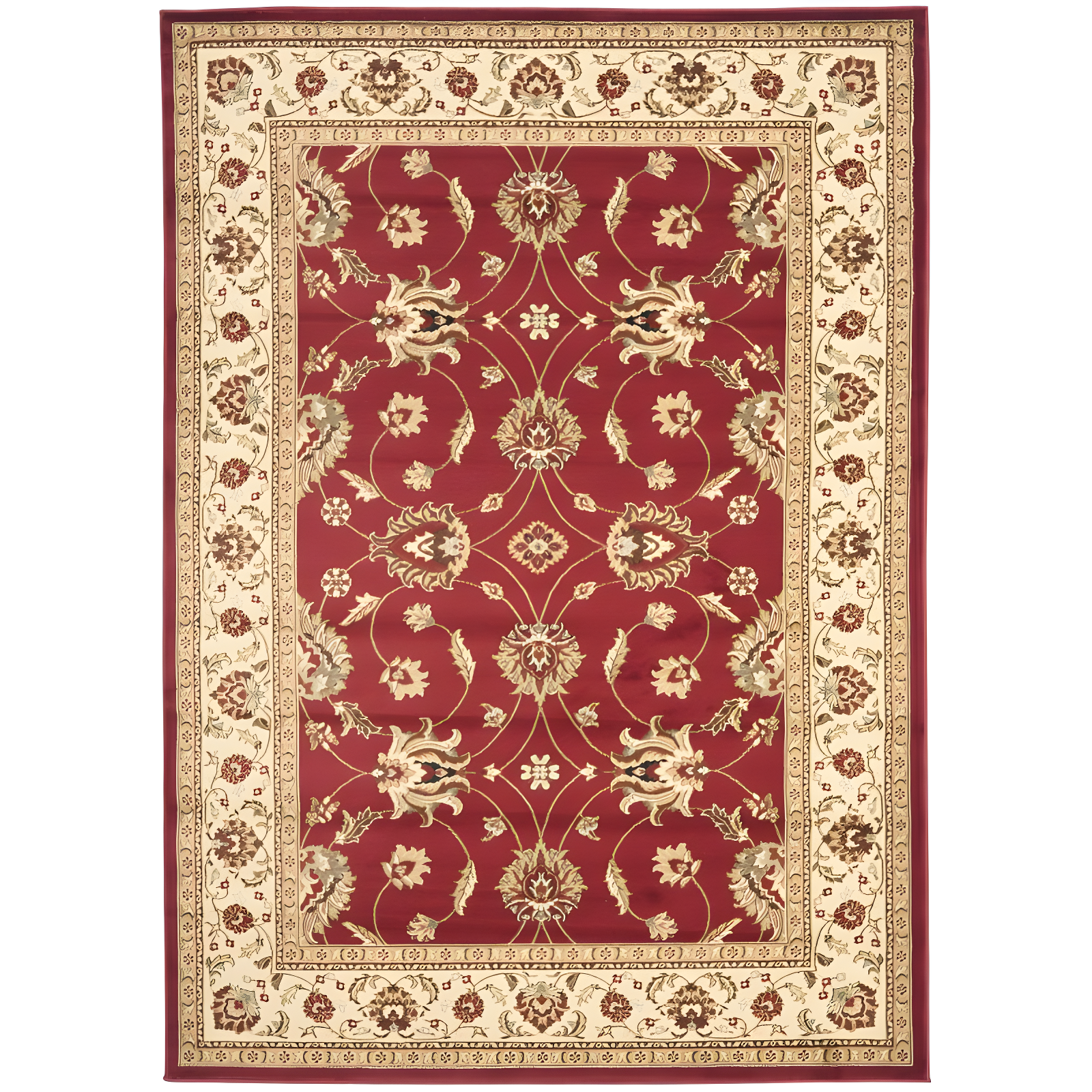 Red and Ivory Synthetic Rectangular Area Rug, 12' x 15'