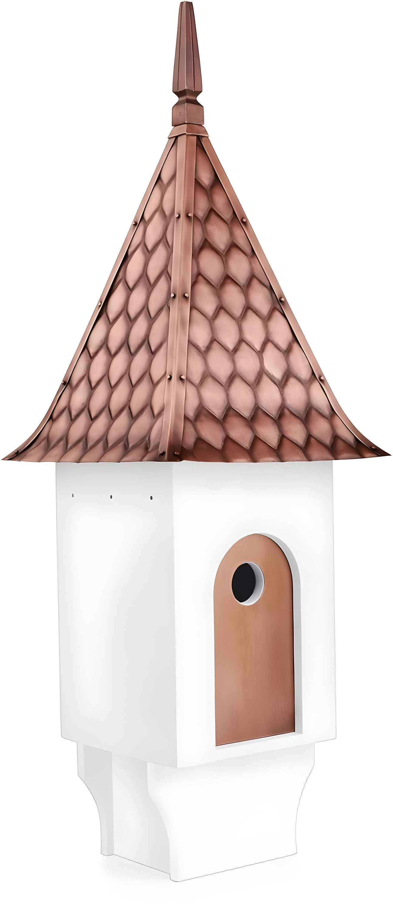 Chateau Bird House with Copper Roof and Mango Wood Base