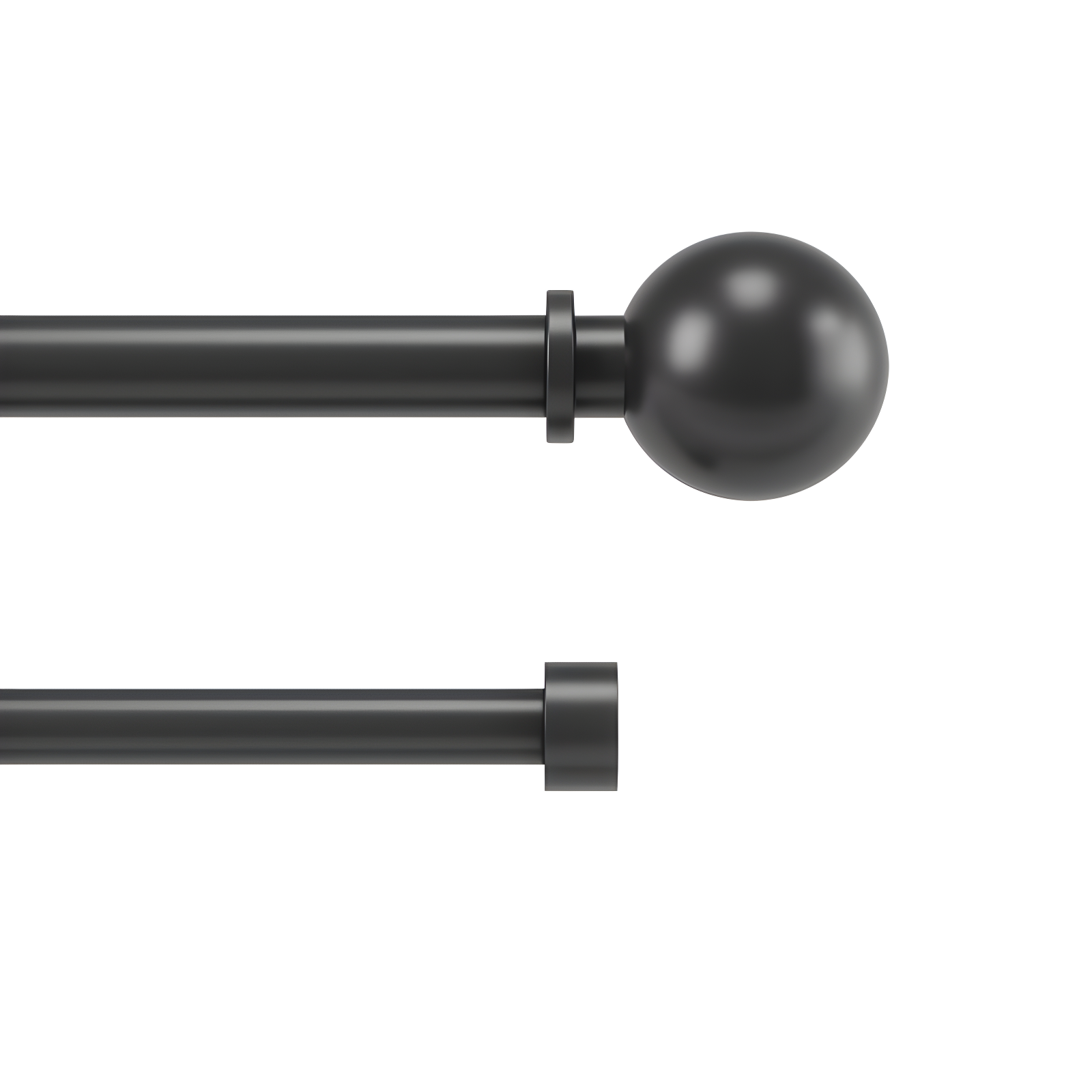 Black Steel Adjustable Double Curtain Rod with Ball Finials