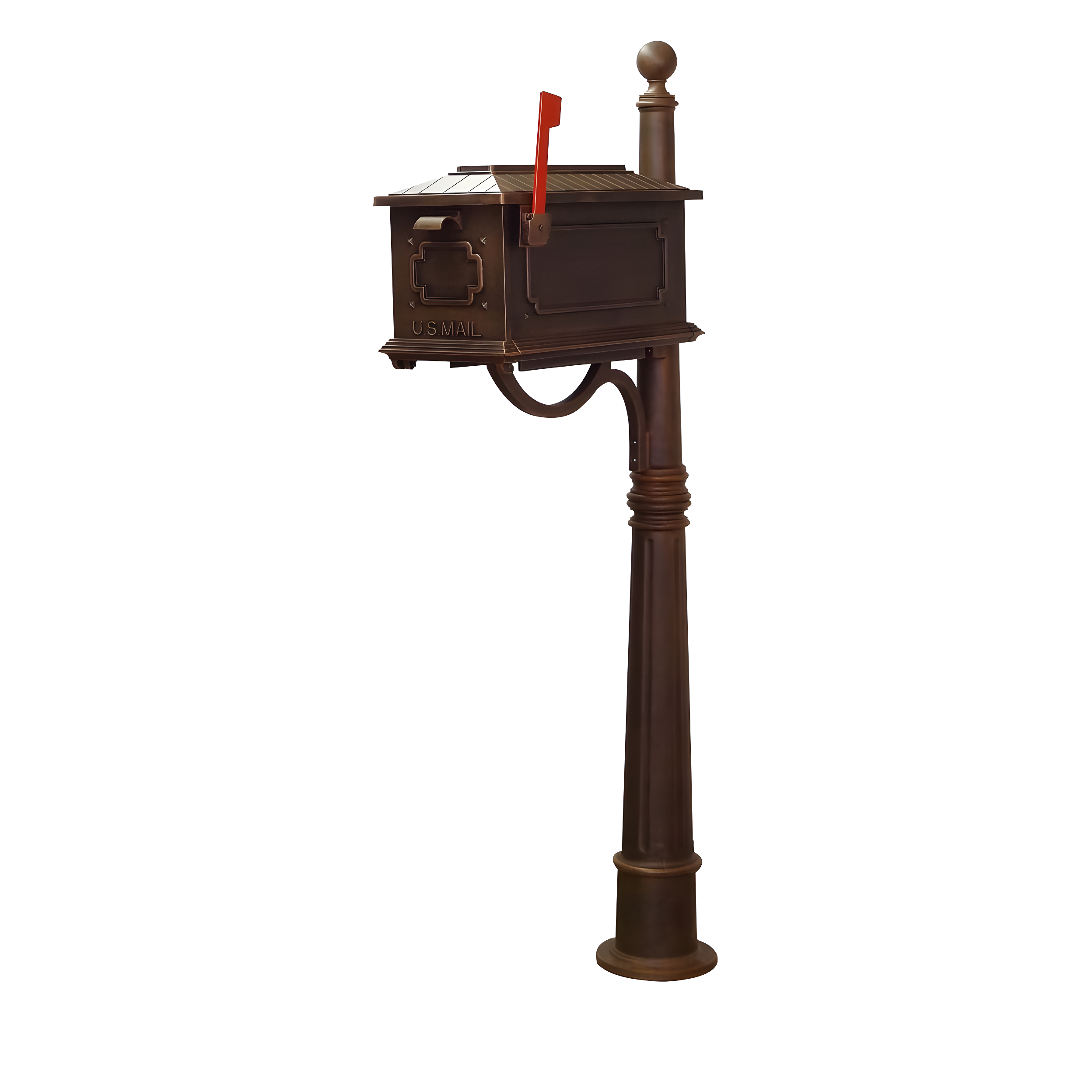 Copper Aluminum Lockable Curbside Mailbox with Post