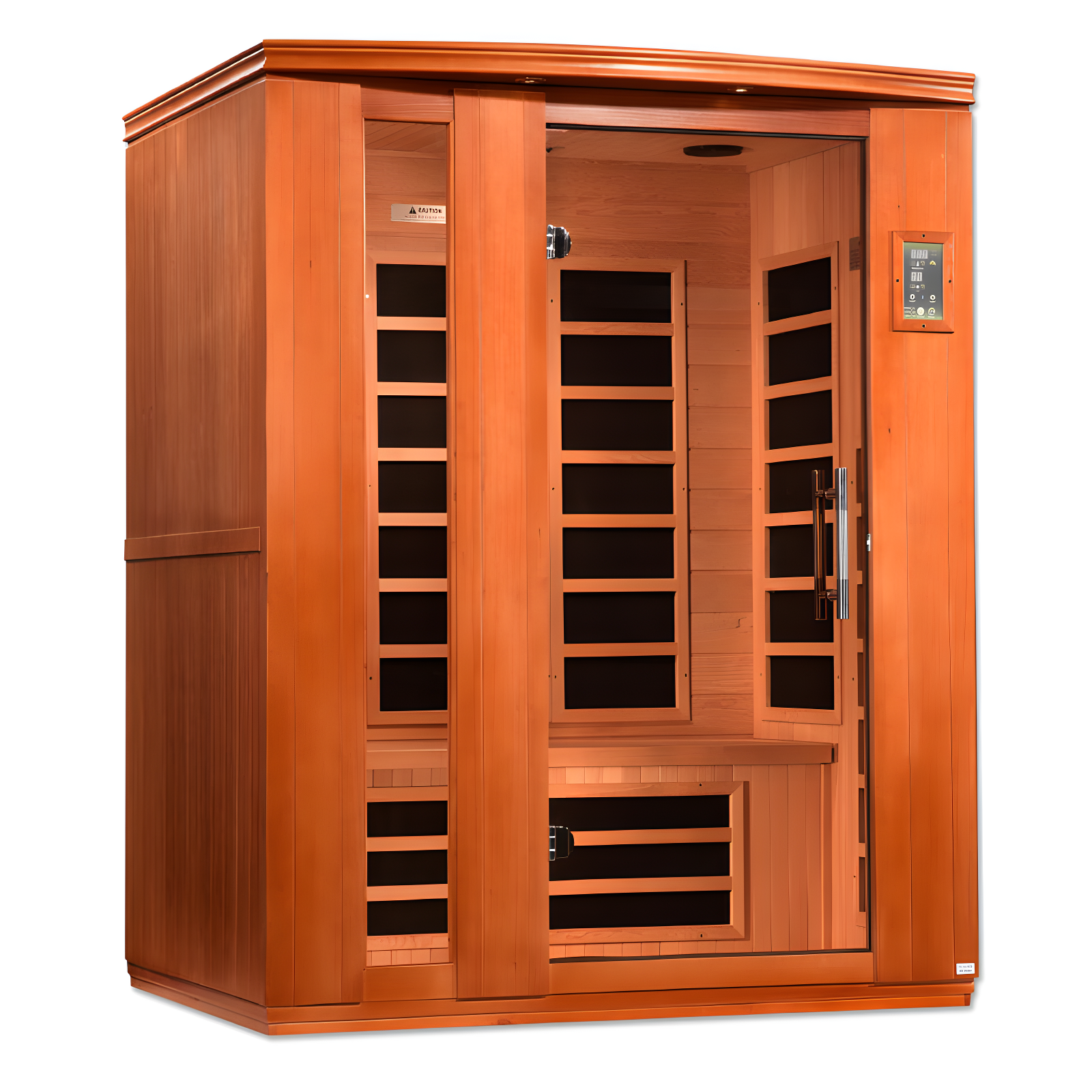 Lugano 3-Person Honey Dark Stain Hemlock Infrared Sauna