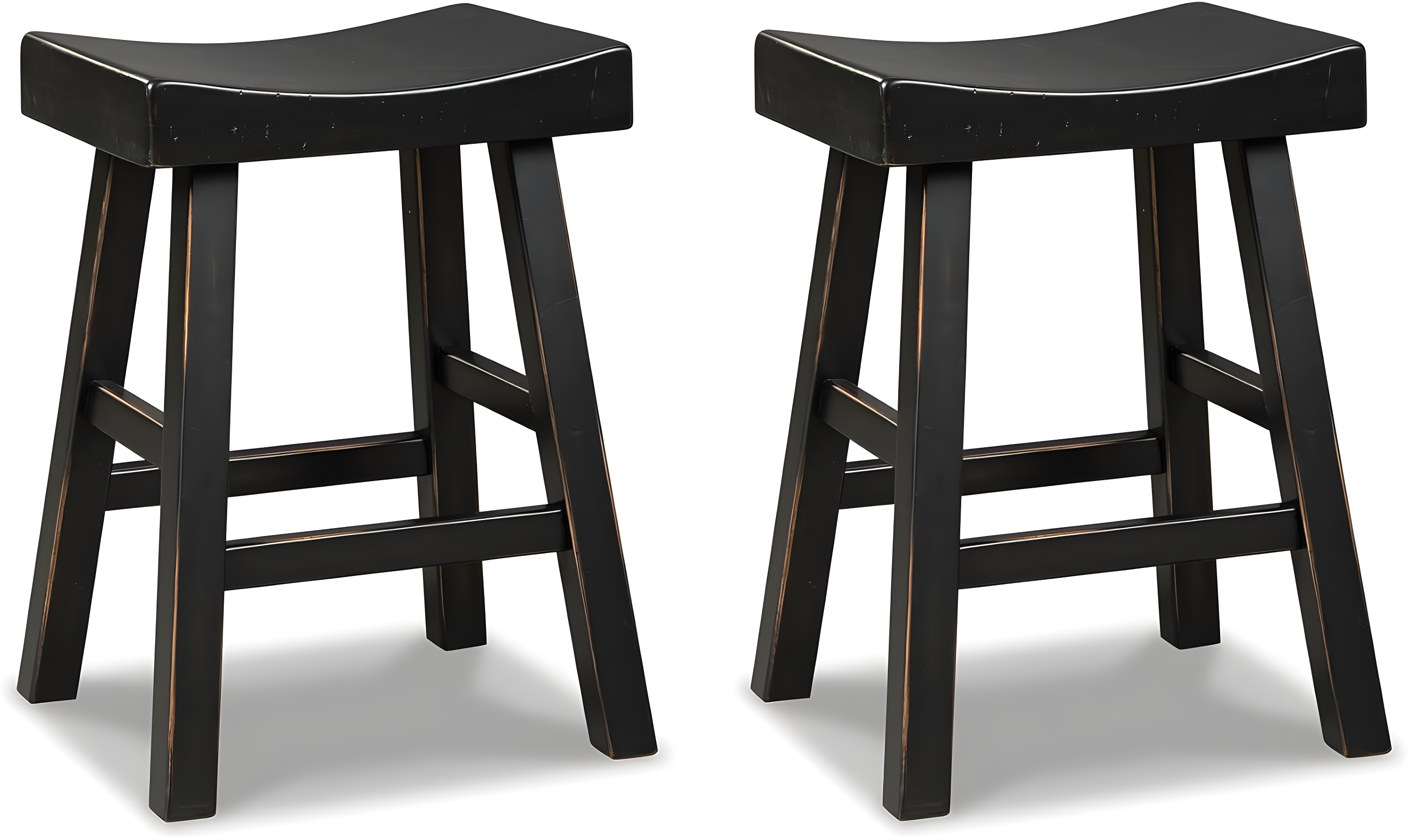 Transitional Black Metal and Wood Saddle Counter Stool