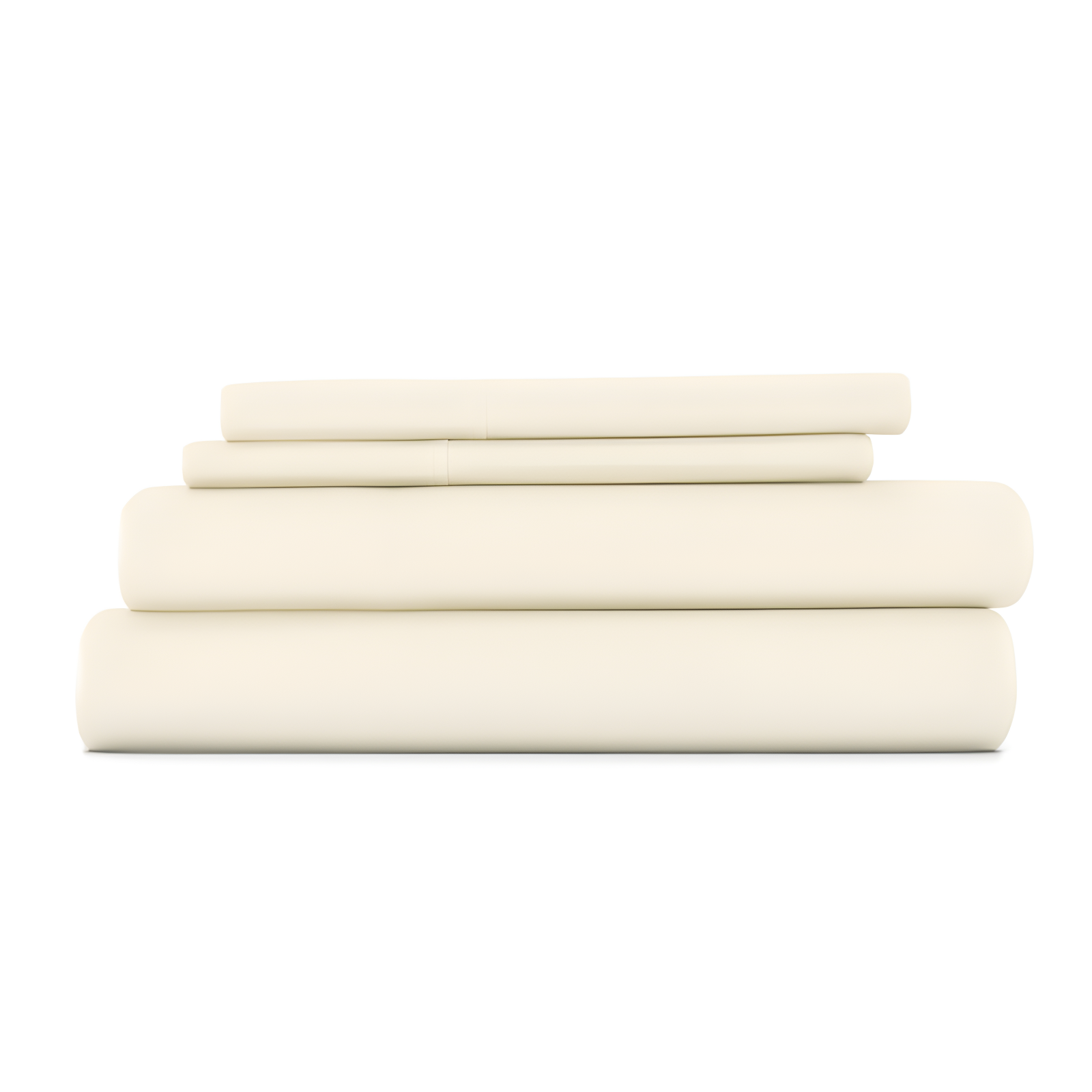 Ivory Bamboo Satin Full Bed Sheet Set with Pillow Covers