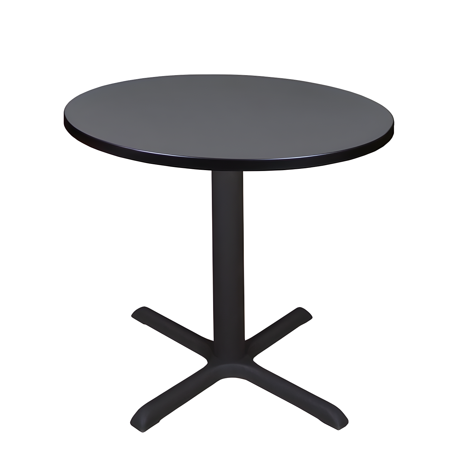 Breakroom 30" Round Grey Melamine Dining Table with Metal X-Base