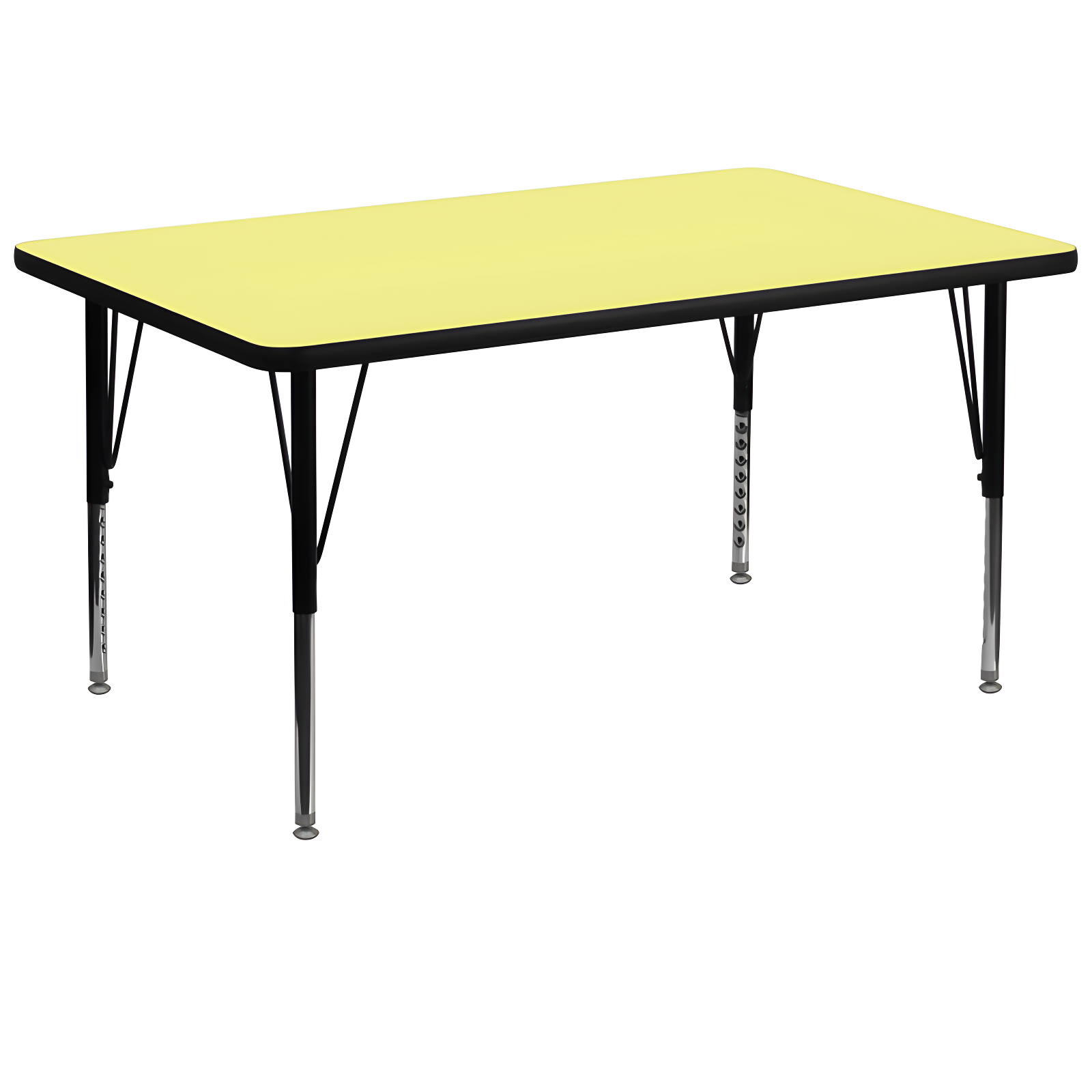 Yellow Rectangular Adjustable Laminate Activity Table