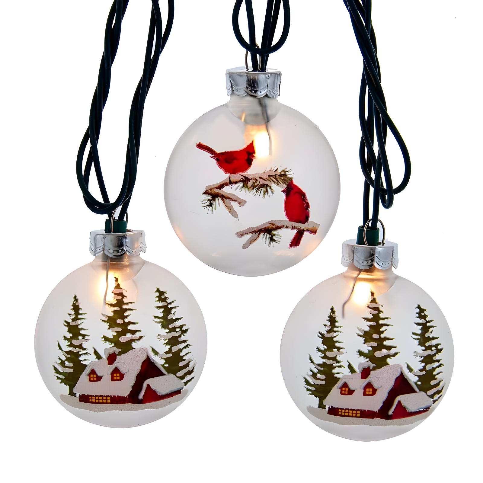 3-Inch Clear Plastic Holiday Ball String Lights Set