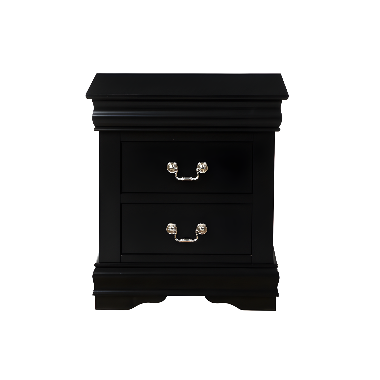 Louis Philippe Inspired 2-Drawer Black Nightstand