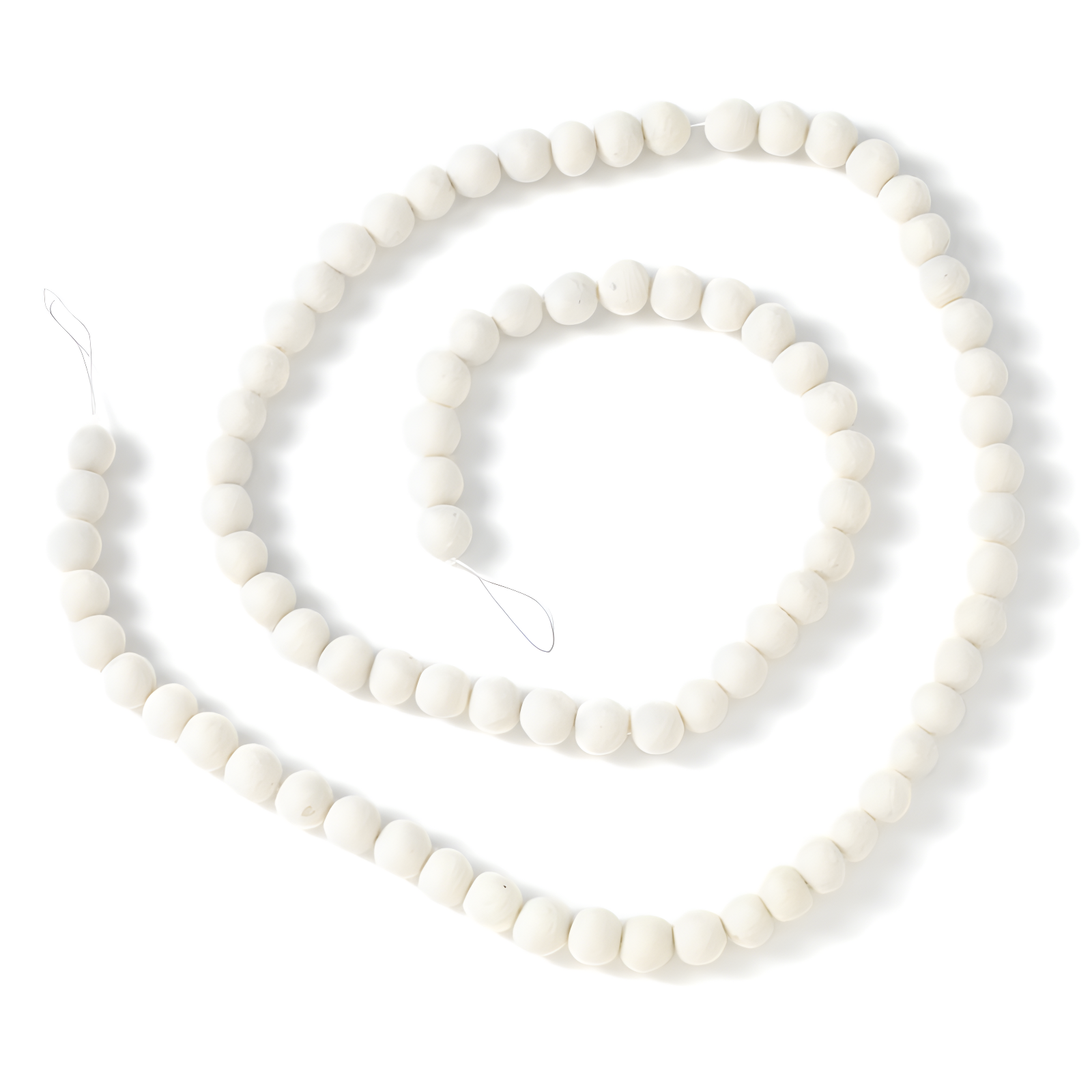 White Natural Fiber Pom Pom Garland 6'