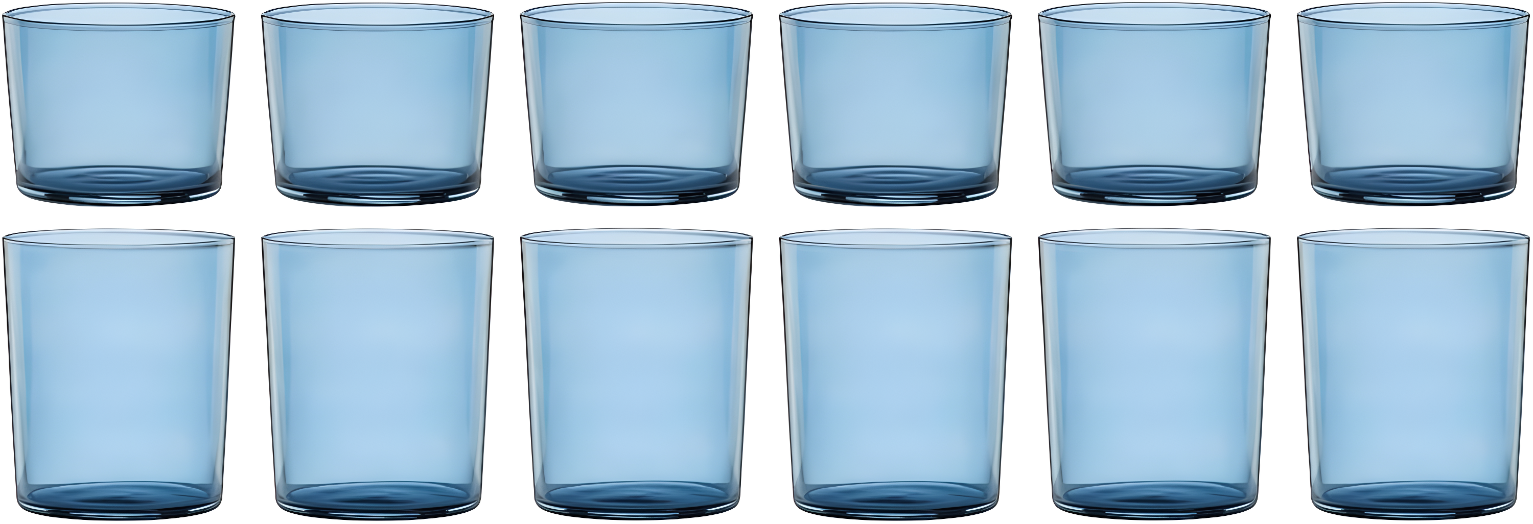 Blue Recyclable Glass Stackable Drinkware Set, 12 Count