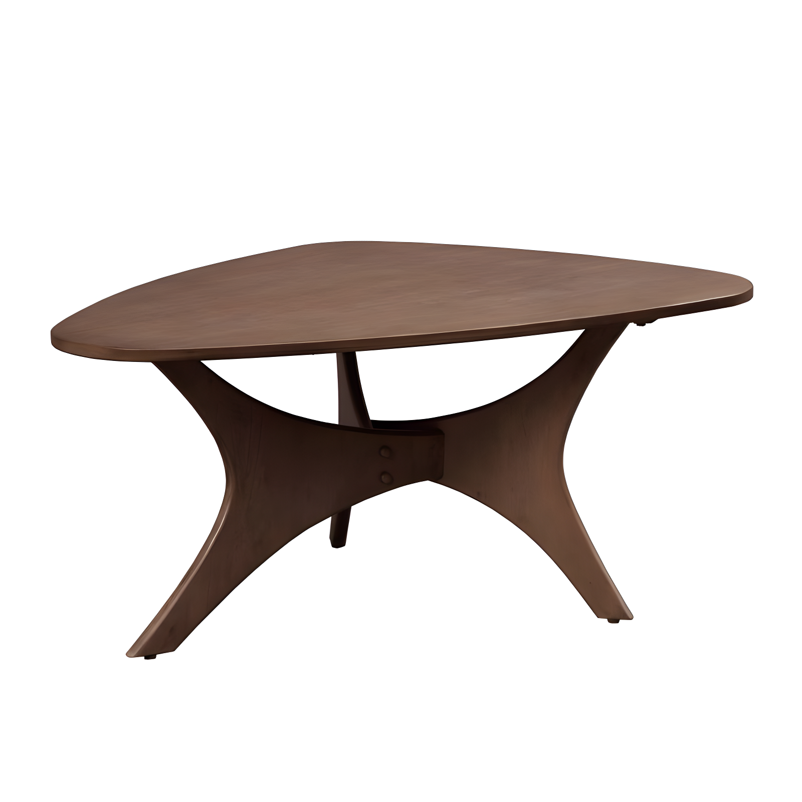 Blaze Mid-Century Modern Triangular Pecan Wood Coffee Table