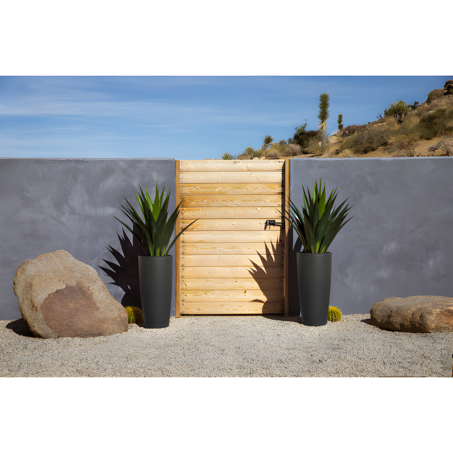 Selena 28" Black Plastic-Stone Planter 2-Pack