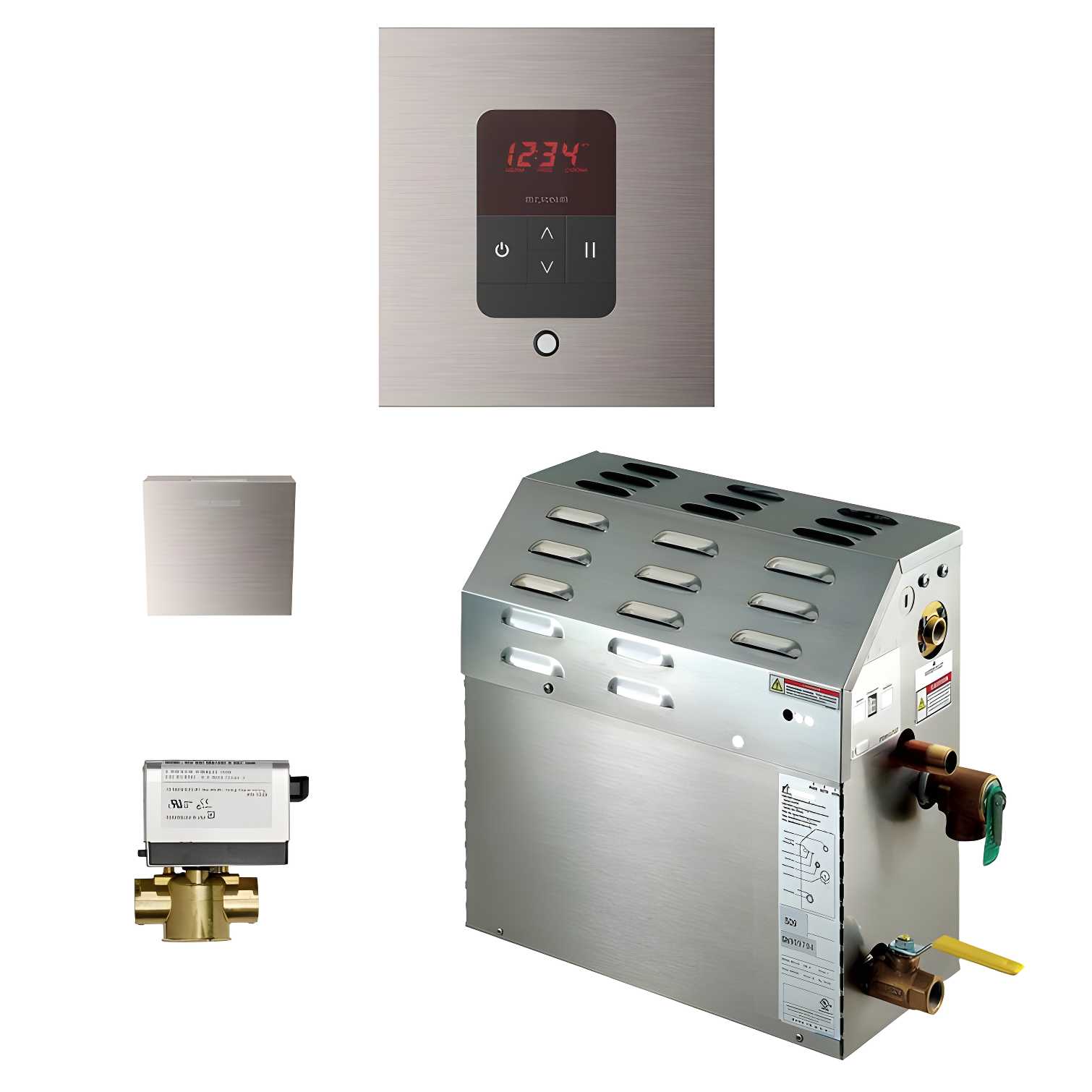 9kW Brushed Nickel Steam Bath Generator with iTempo Control Kit