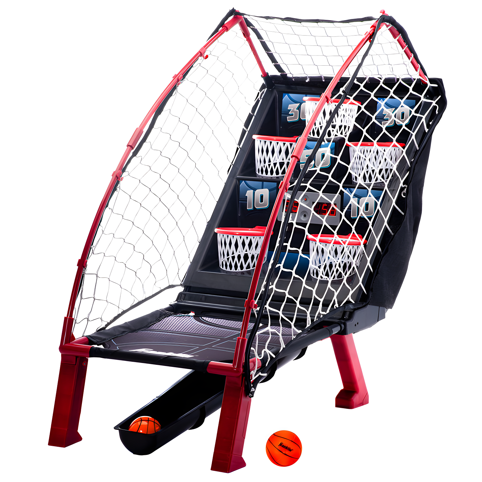 Red and Black Alloy Steel Tabletop Basketball Arcade Game