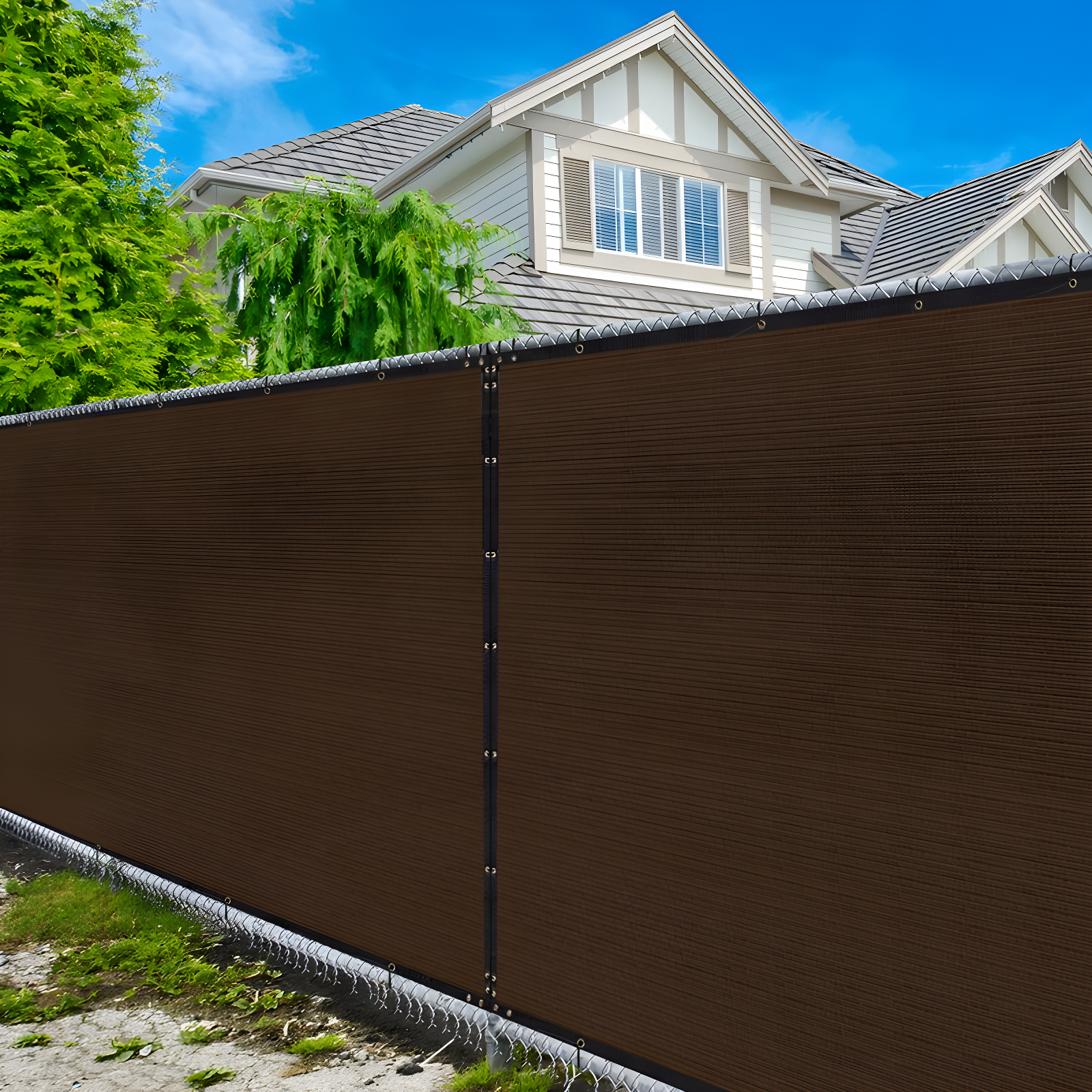 Brown Heavy Duty Fence Privacy Screen with Grommets