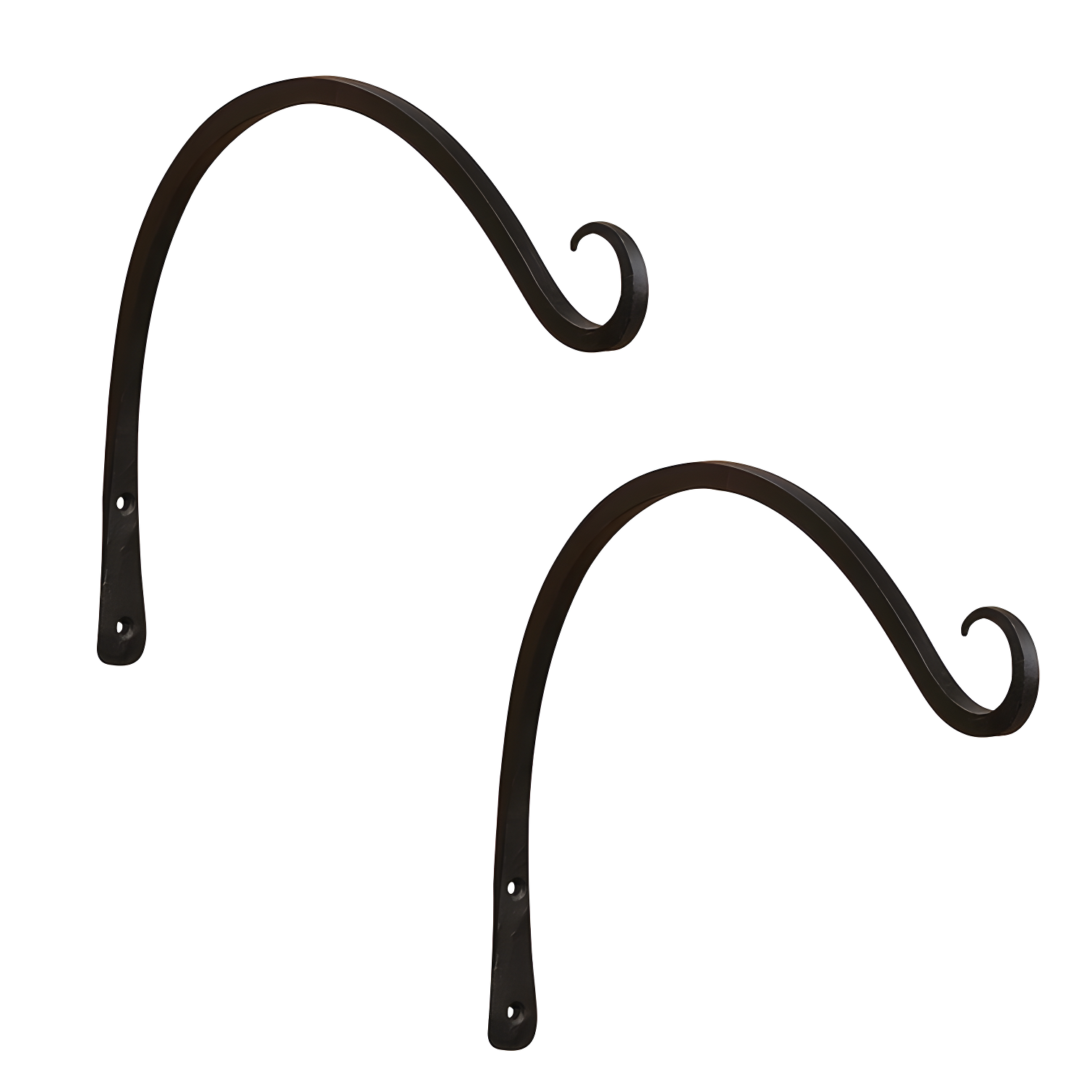 Black Wrought Iron Upcurled Wall Bracket Set