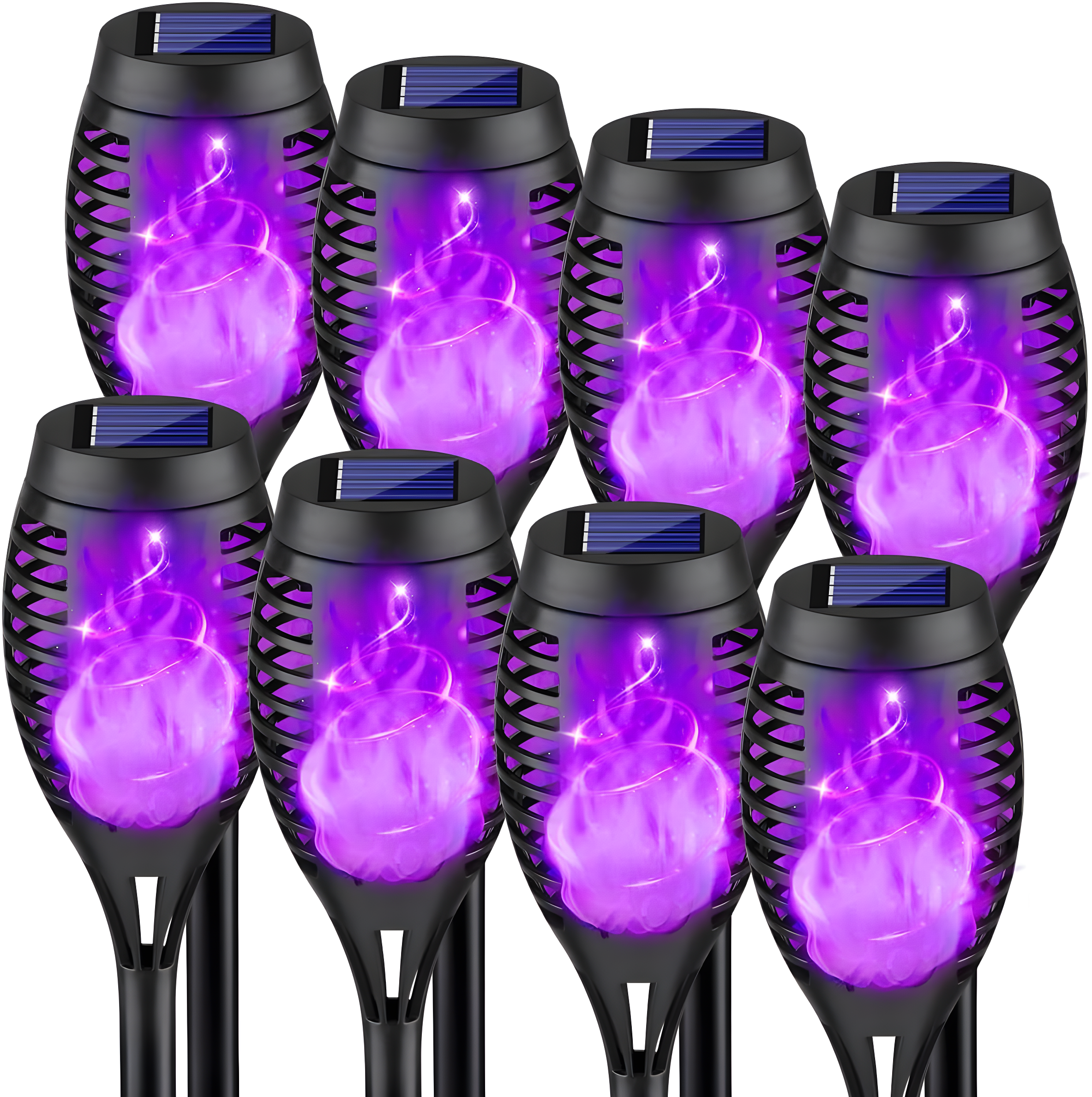 8-Pack Purple Flame Solar LED Pathway Lights