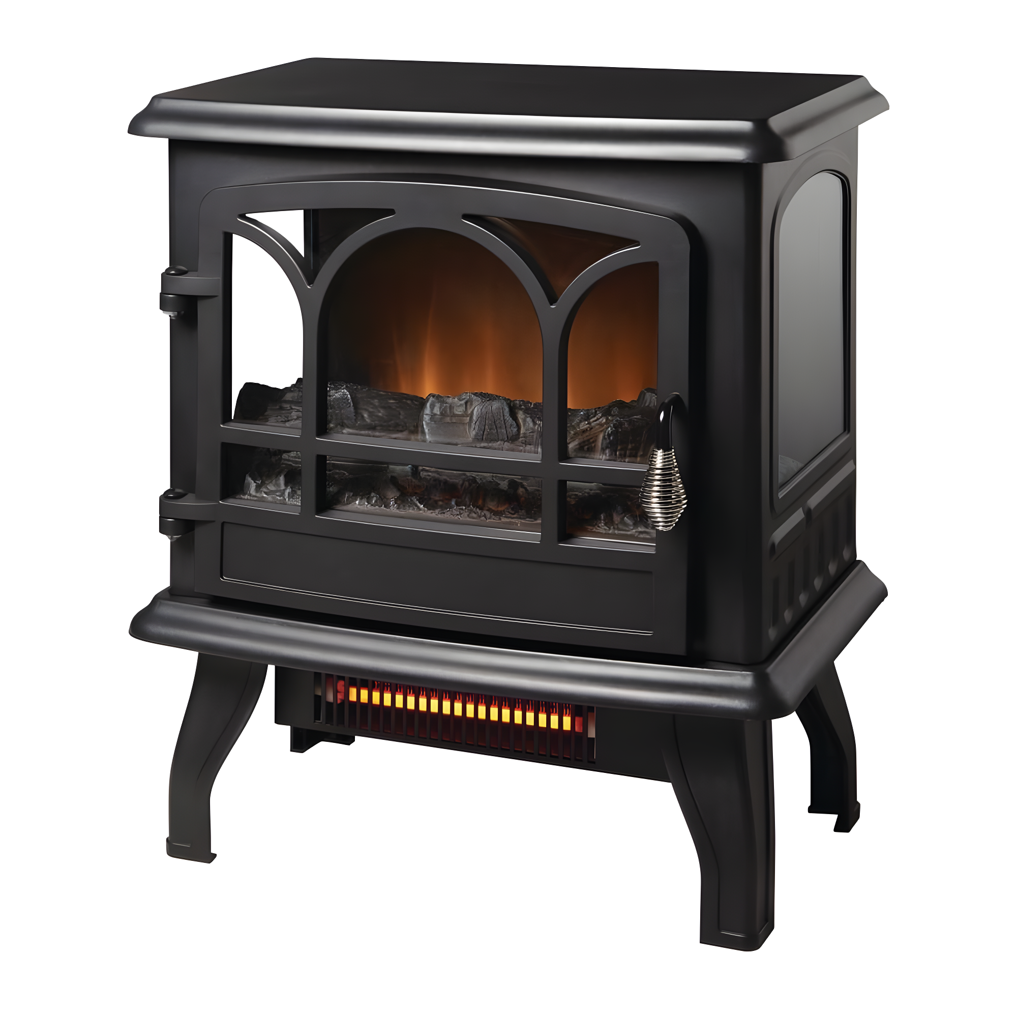 Black Electric Infrared Wood Stove with Thermostat