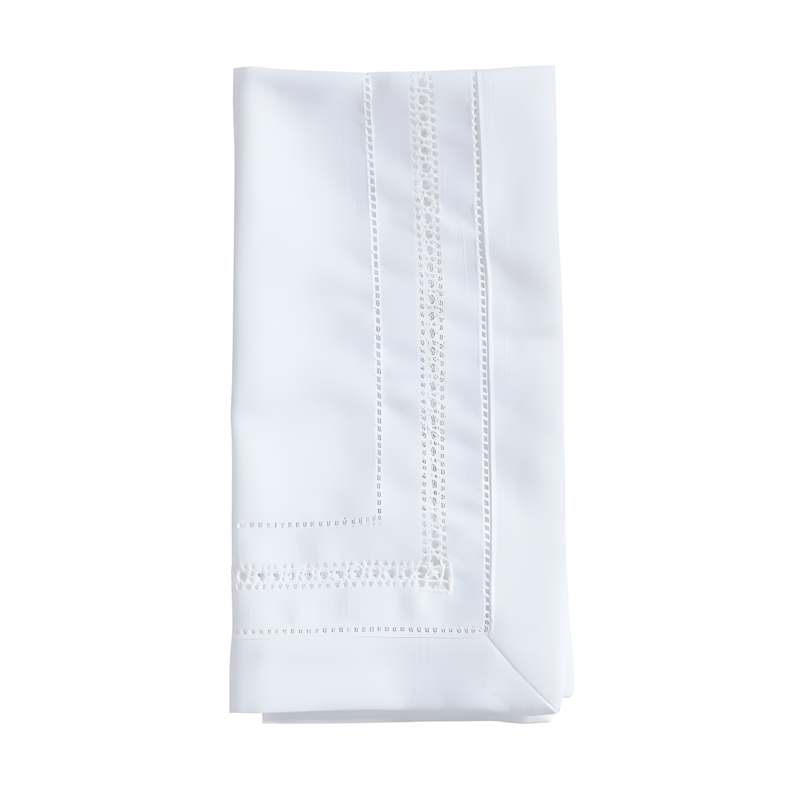 White Hemstitch Polyester Square Napkin Set of 12