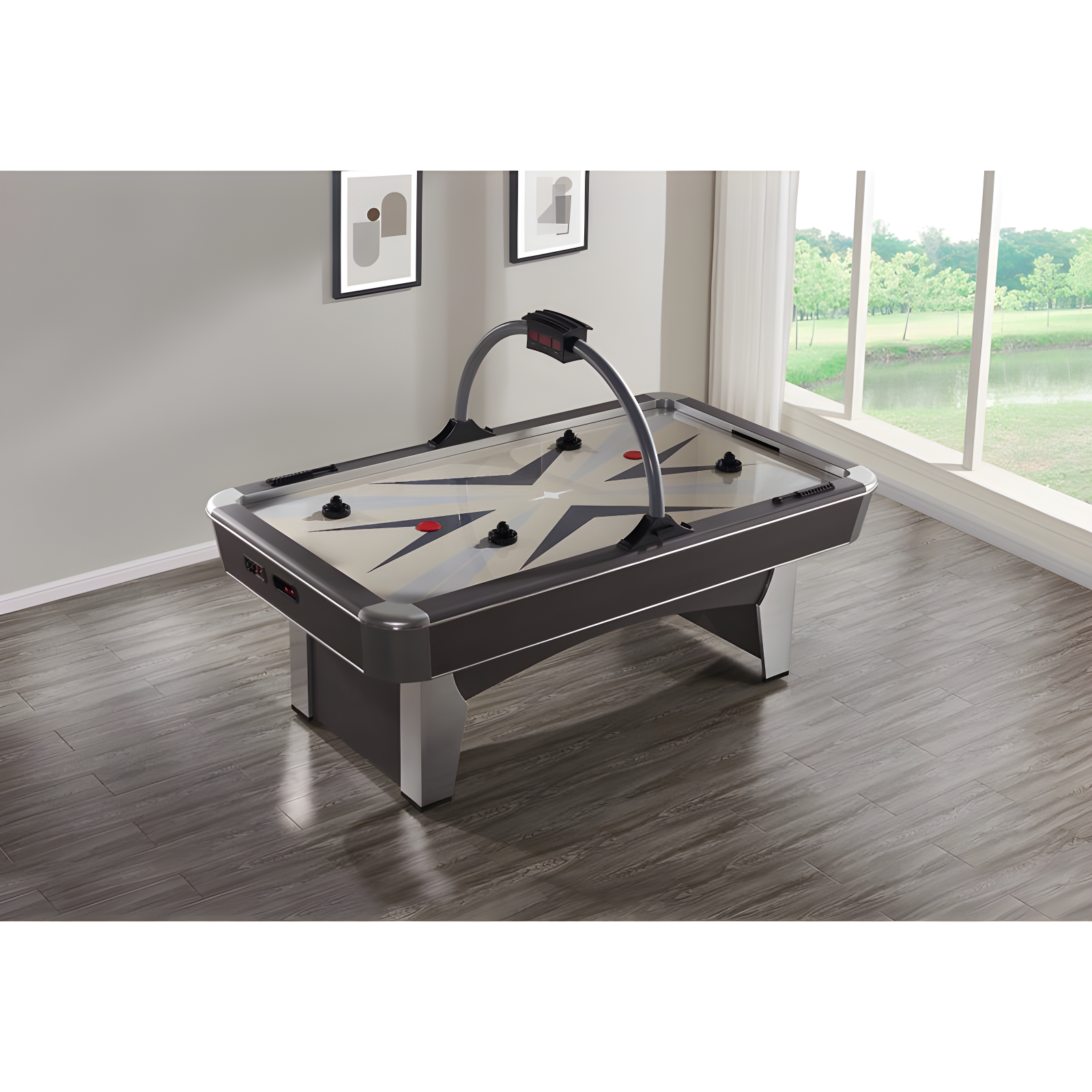 Edgewater Gray and Silver Modern Air Hockey Table