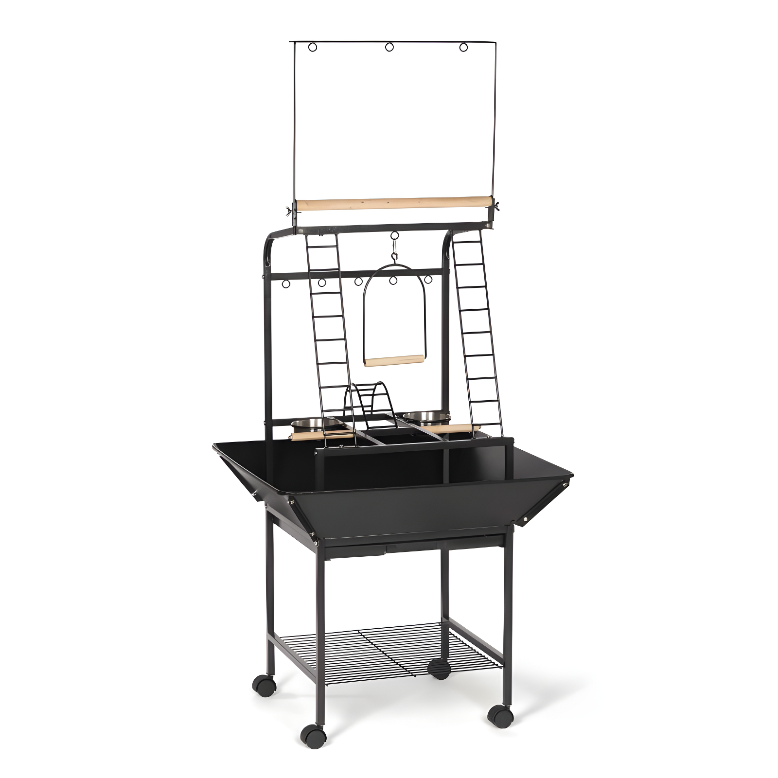 Black Hammertone Small Parrot Playstand with Perches and Ladders