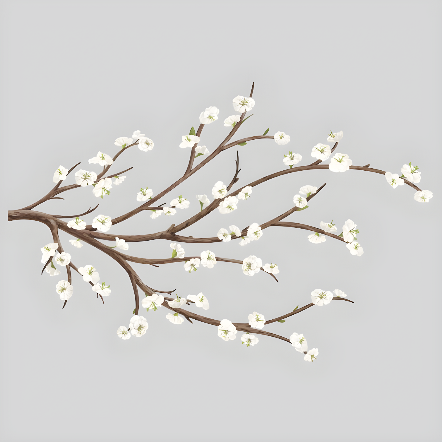 Elegant White Blossom Branch 31-Piece Wall Decal Set with 3D Flowers