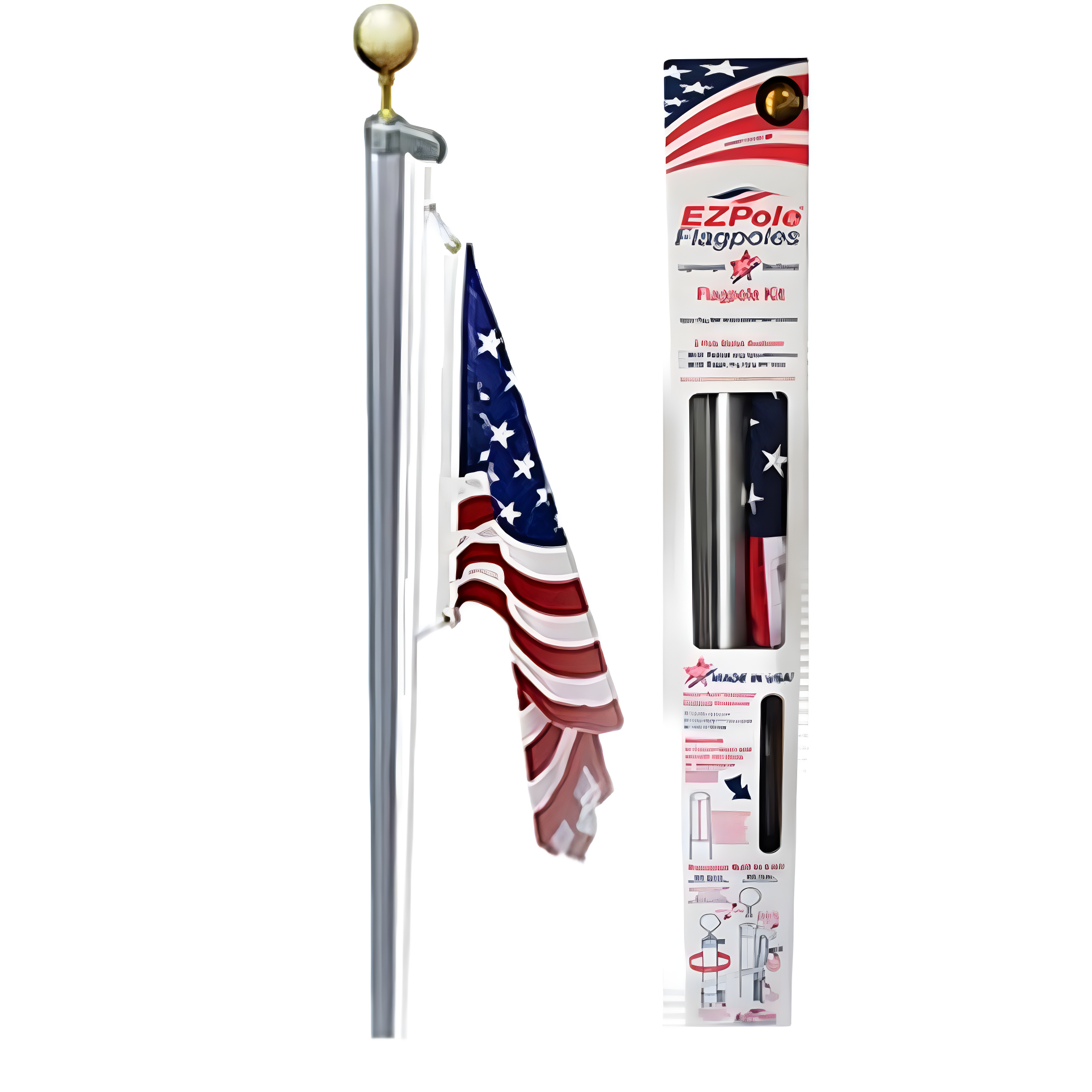 Classic 21ft High-Performance Aluminum Flagpole Kit with Rope System