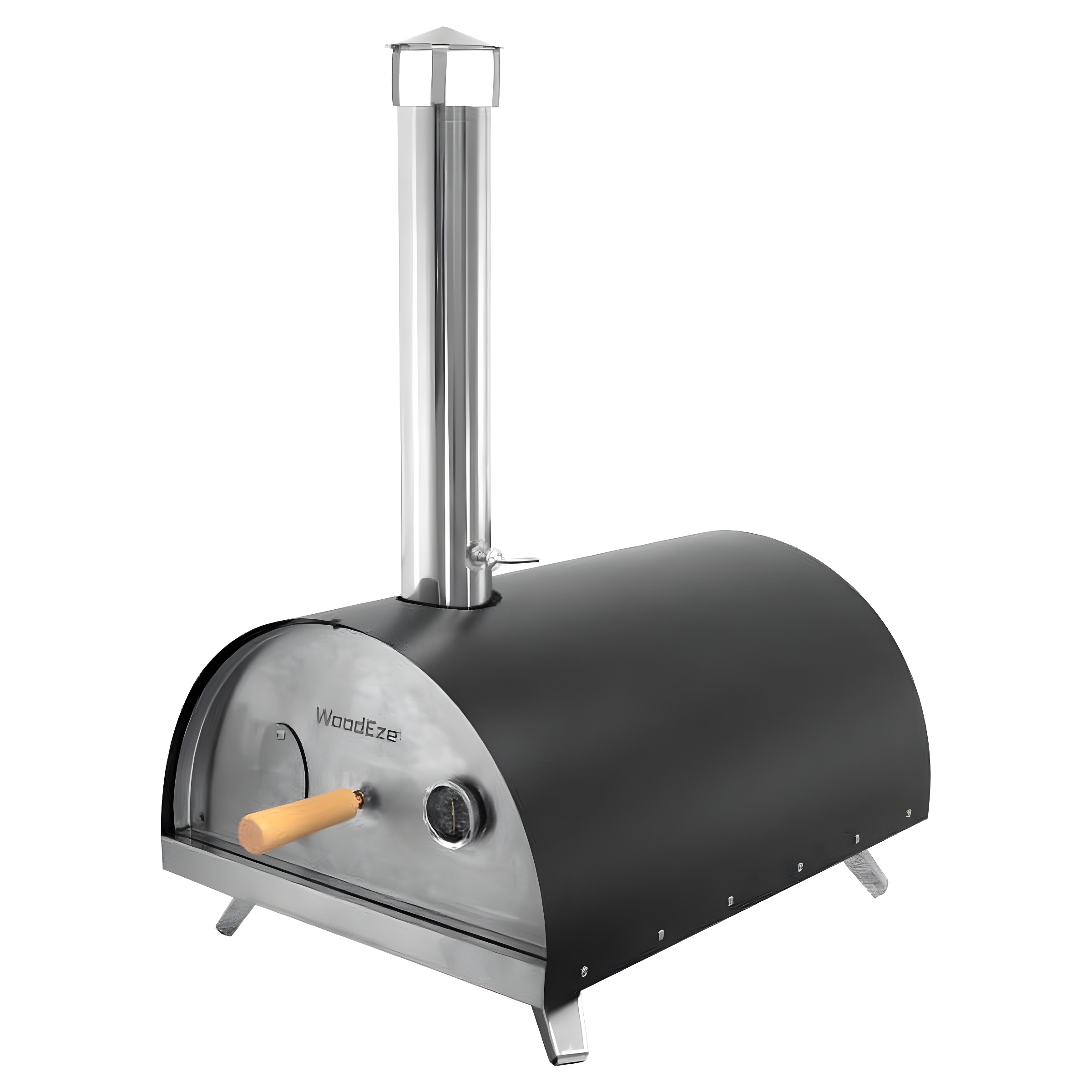 Black Stainless Steel Outdoor Pizza Oven with Temperature Gauge