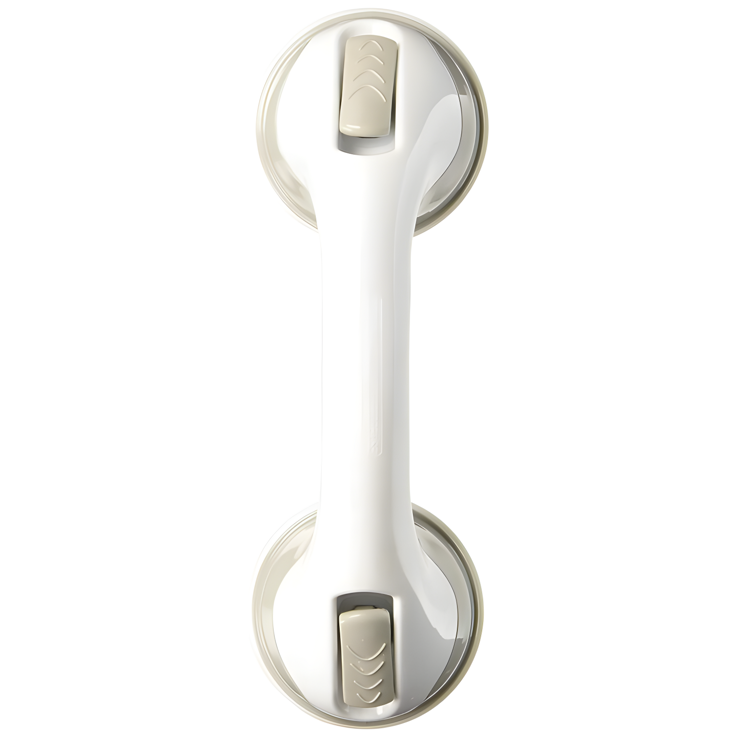 White Suction Cup Grab Bar with Metal Accents