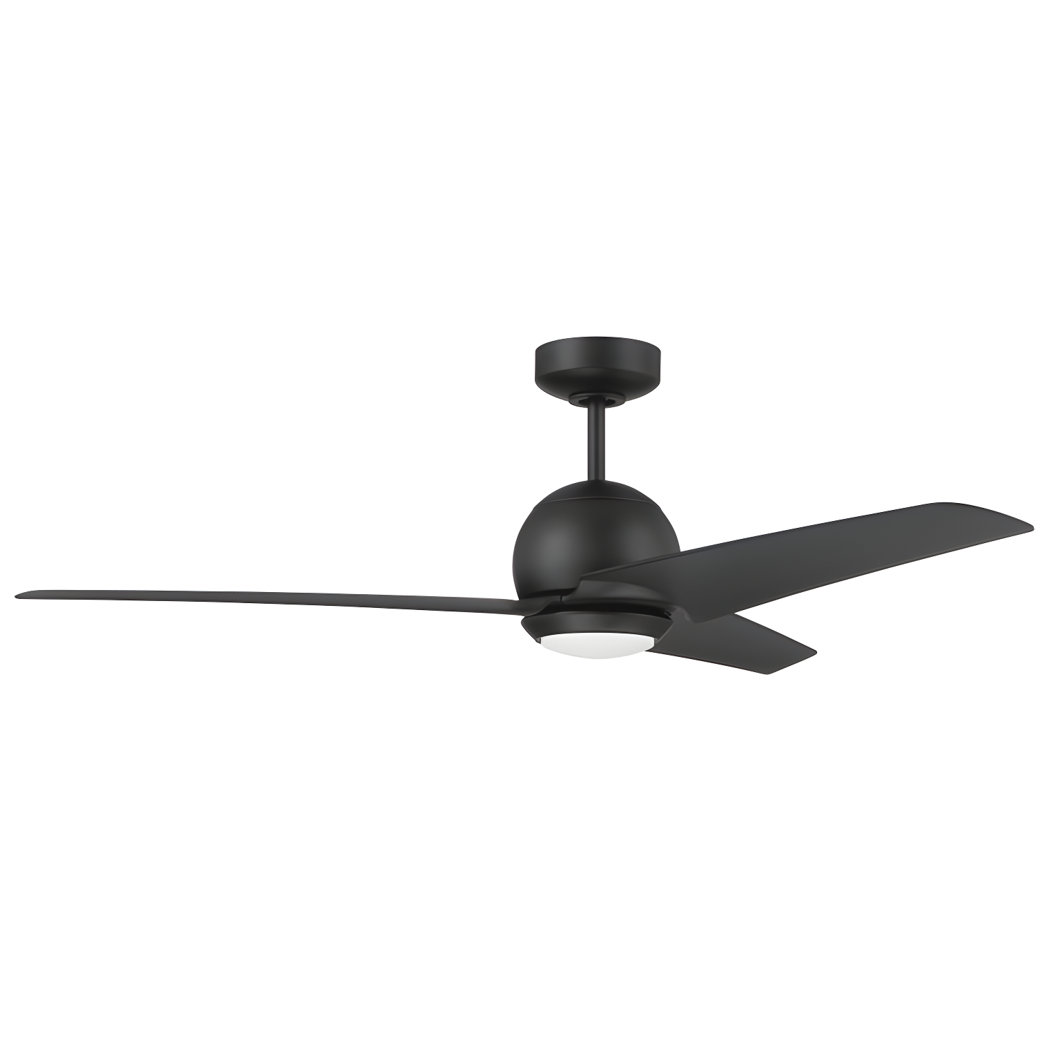 Flat Black 52'' Ceiling Fan with Frost White Glass Light