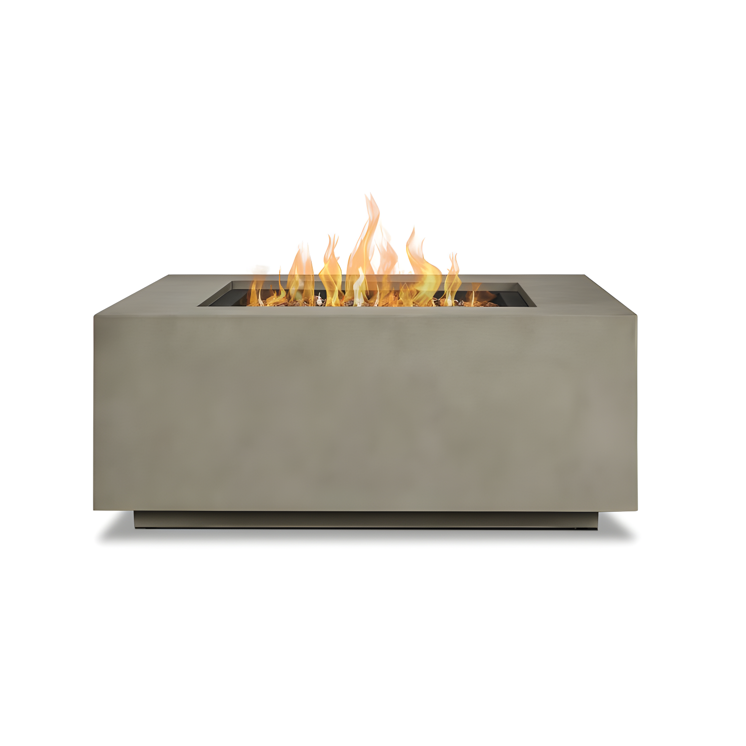 Mist Gray 40" Square Gas Fire Pit Table with Steel Lid