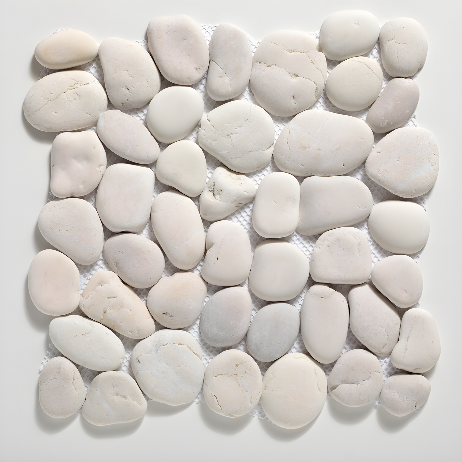 White Natural Quartz Pebble Mosaic Tile Sheet