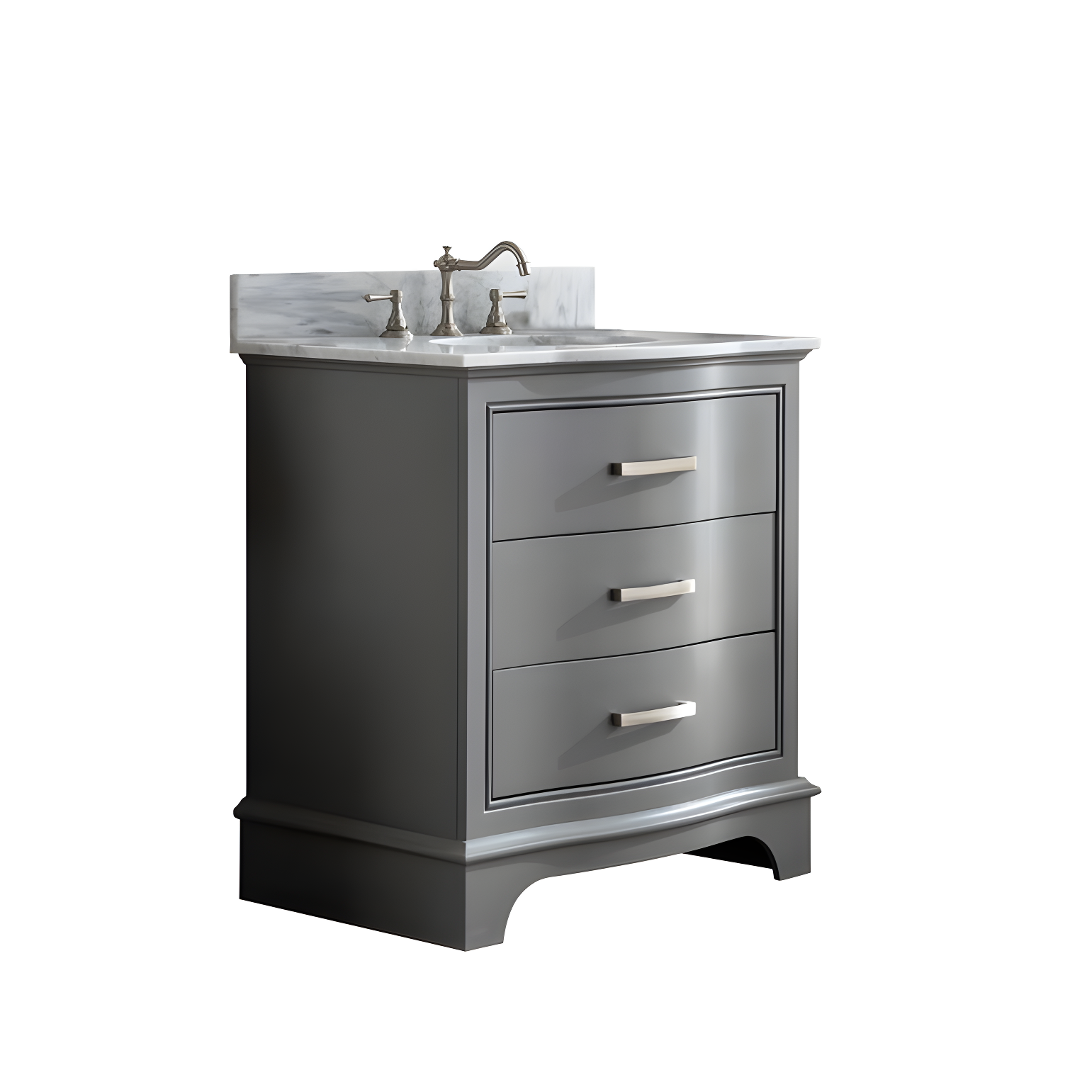 Monroe 30'' Gray Solid Wood Vanity with Marble Top