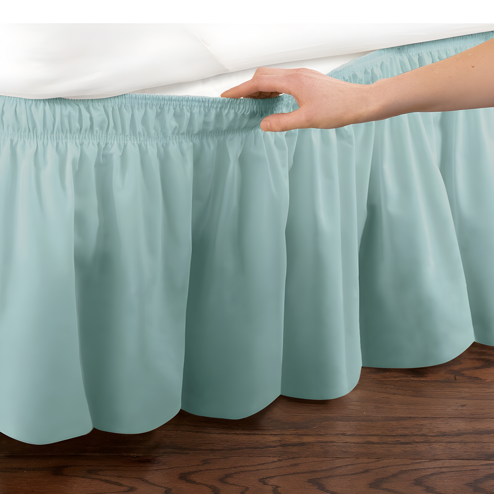 Green Queen/King Adjustable Elastic Ruffled Bed Skirt