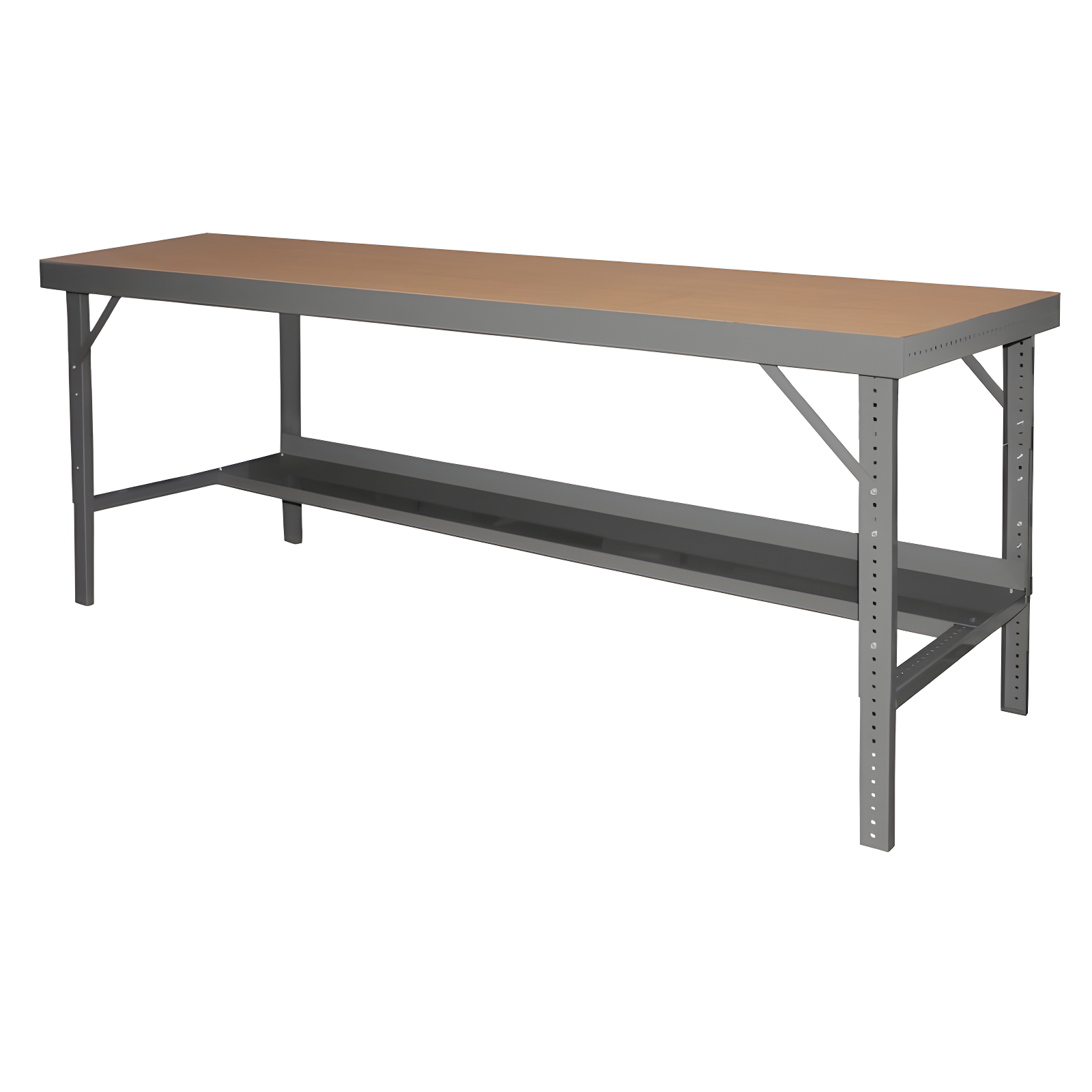 Modern Textured Gray 72" Engineered Wood Height-Adjustable Workbench