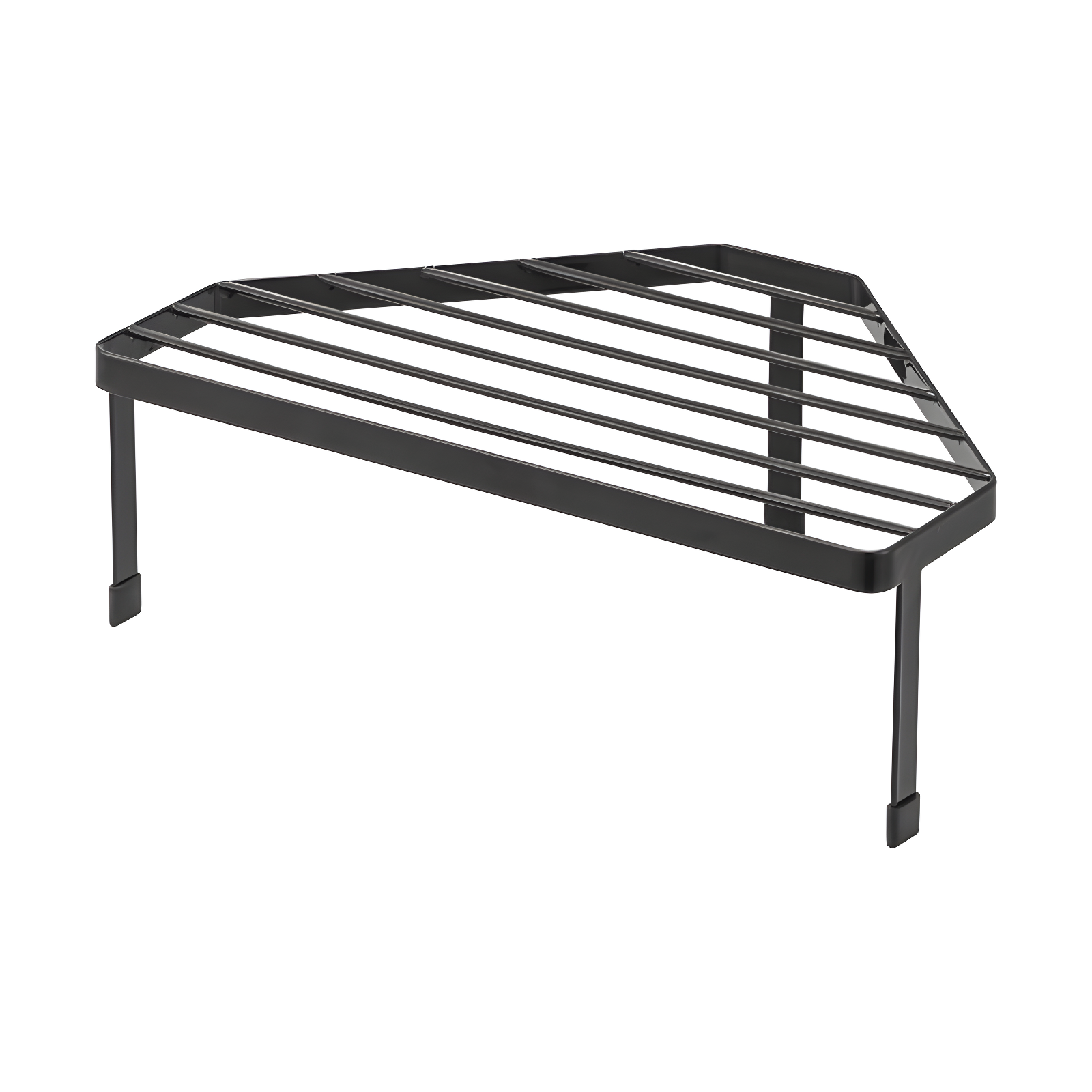 Black Steel One-Tier Corner Stove Top Rack