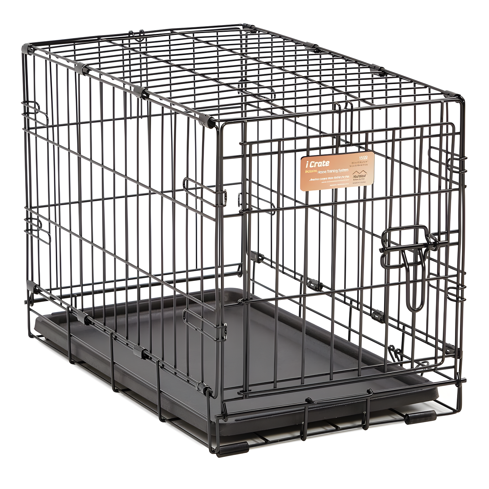 Extra Small Black Steel Folding Dog Crate with Leak-Proof Pan