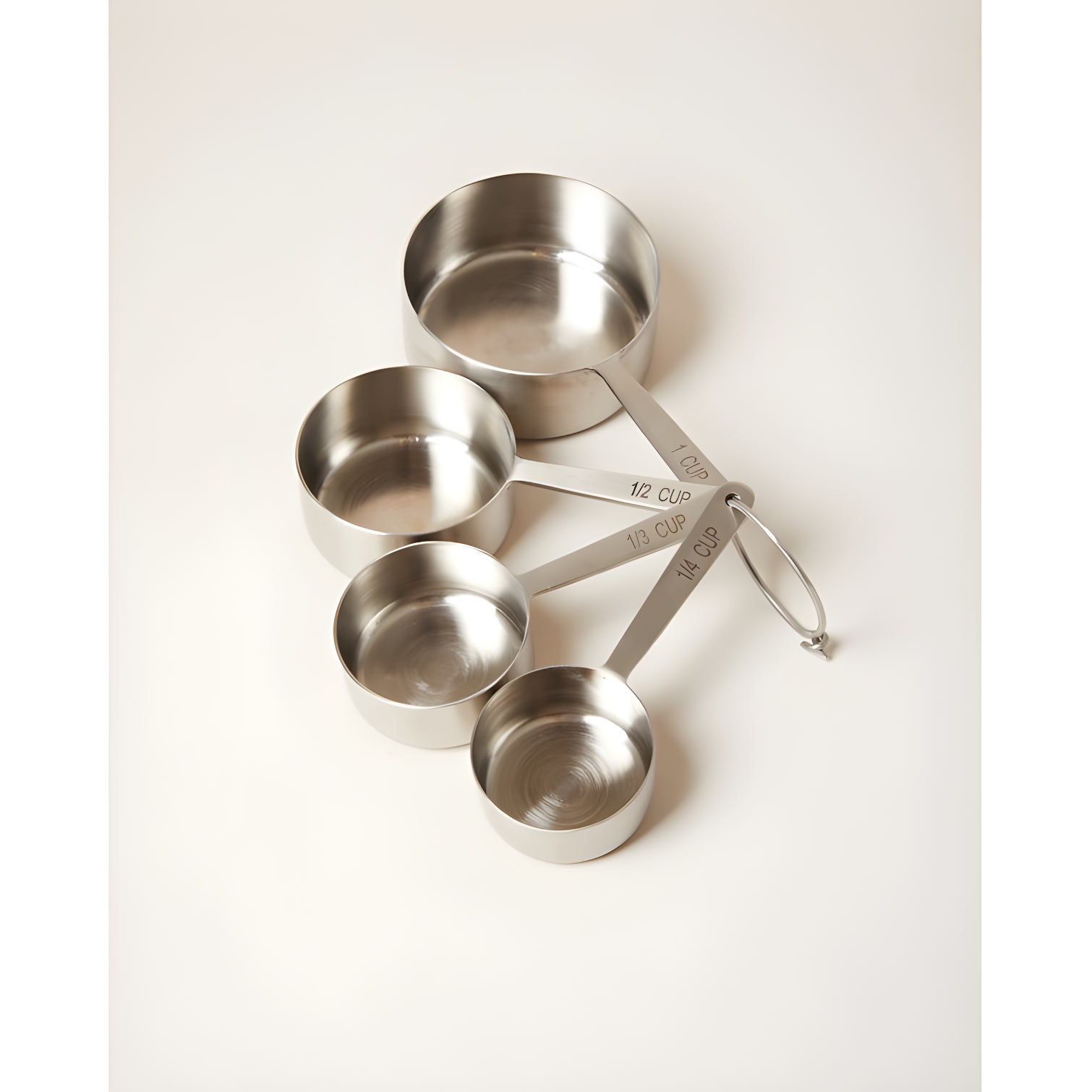 Brushed Silver Stainless Steel Measuring Cups Set