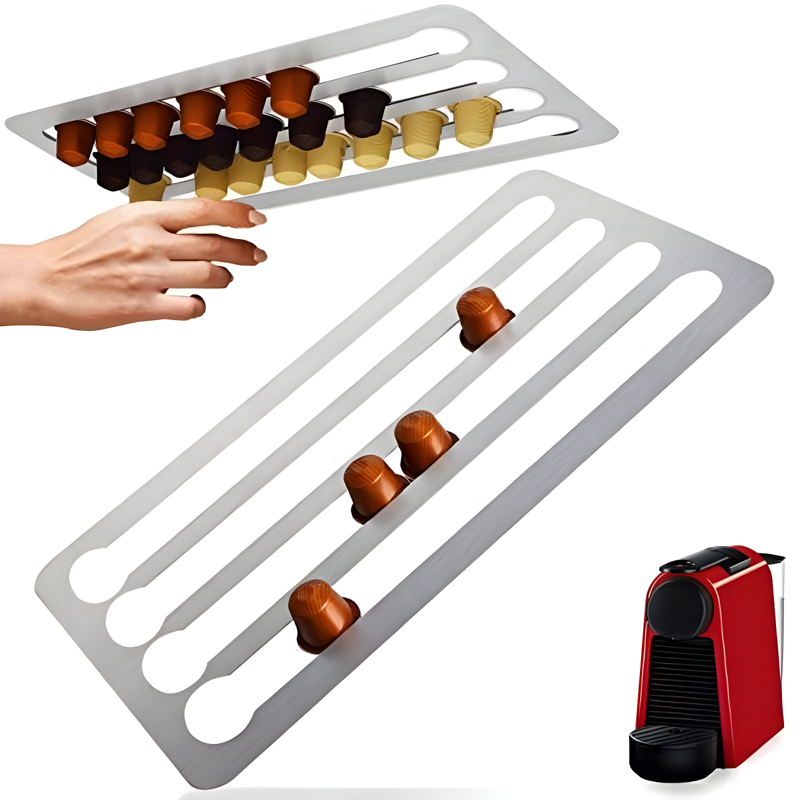 Stainless Steel Wall-Mounted Capsule Holder for Nespresso Pods